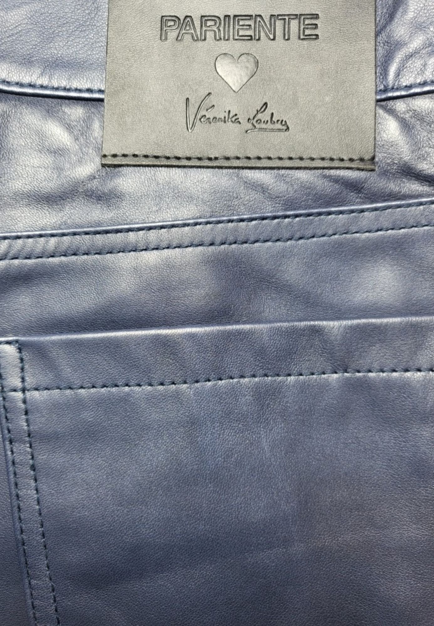 Pantalon cuir x Veronika Loubry VERONIKA PANT BLUE - vue detail - Serge Pariente Paris