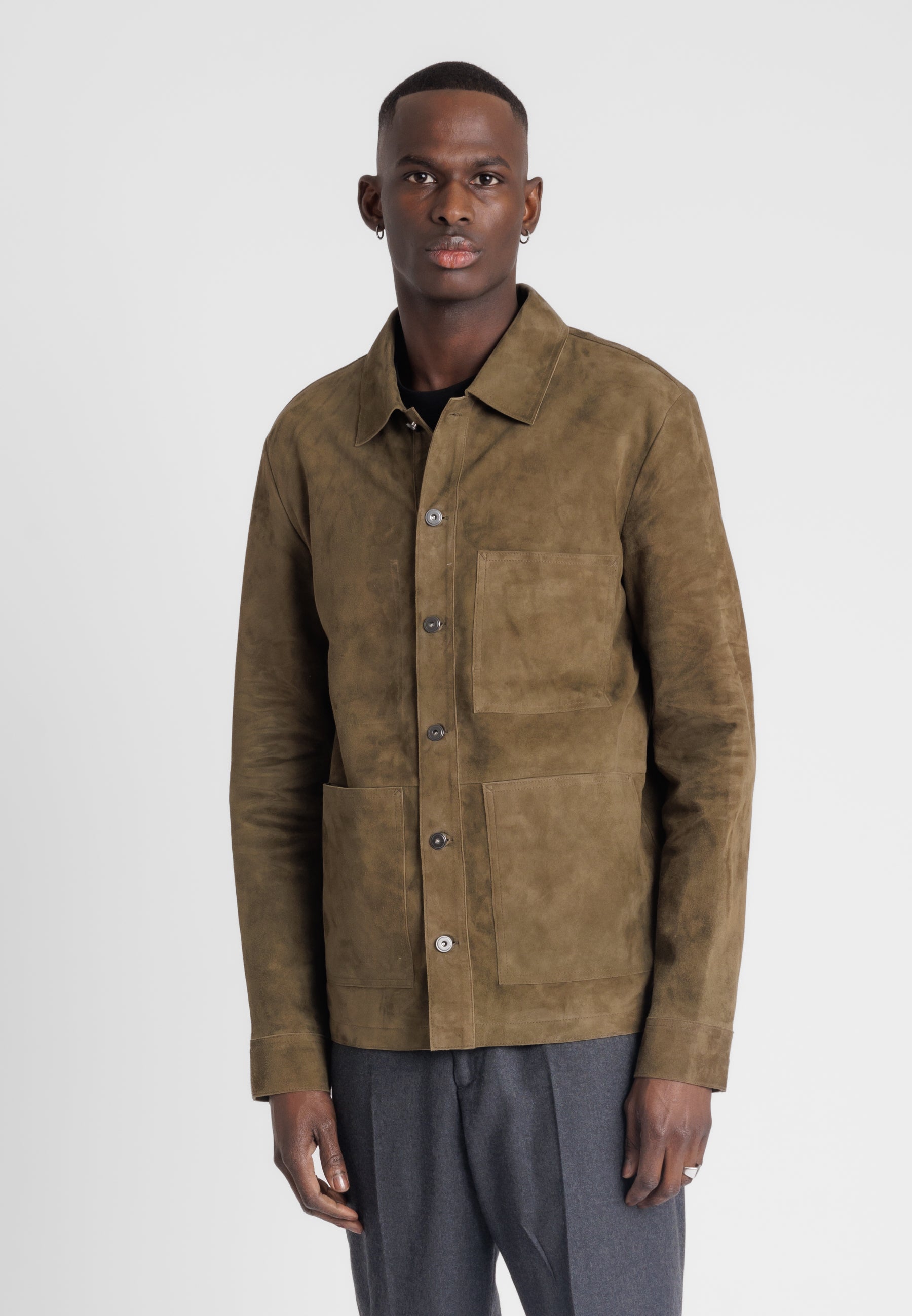 Blouson daim BRICE VS KHAKI - vue dos - Serge Pariente Paris