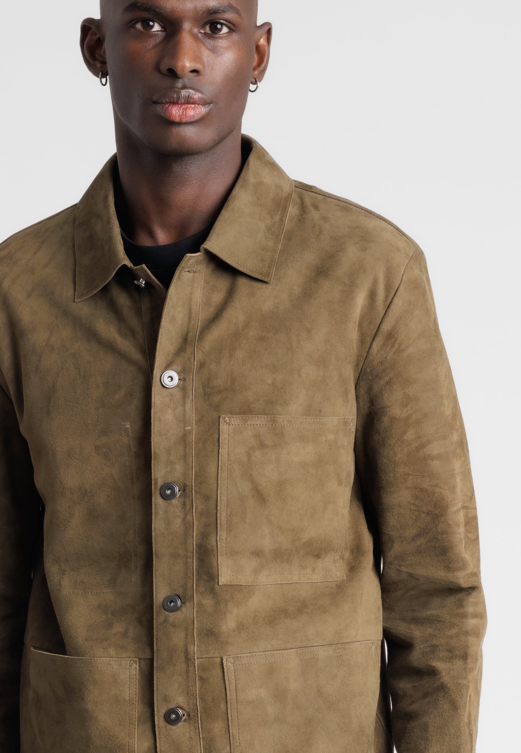 Blouson daim BRICE VS KHAKI - vue portee - Serge Pariente Paris