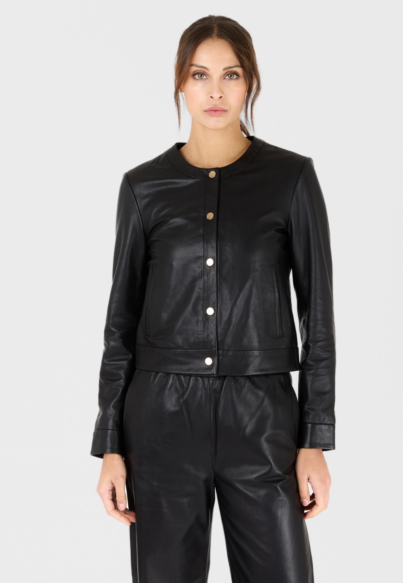 Blouson cuir MARION BLACK - vue face - Serge Pariente Paris