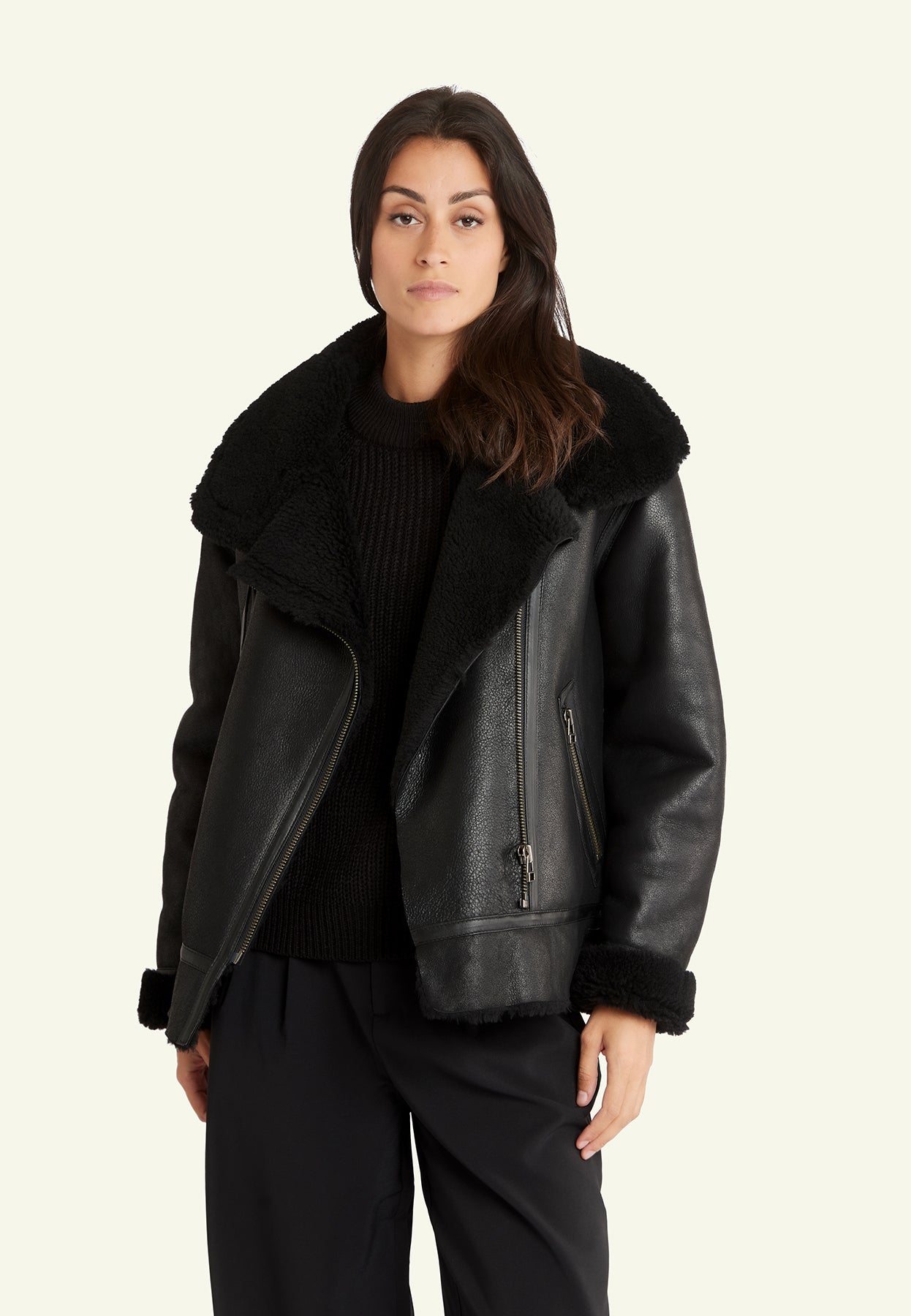 Veste cuir CHRISTELLE BLACK - vue face - Serge Pariente Paris