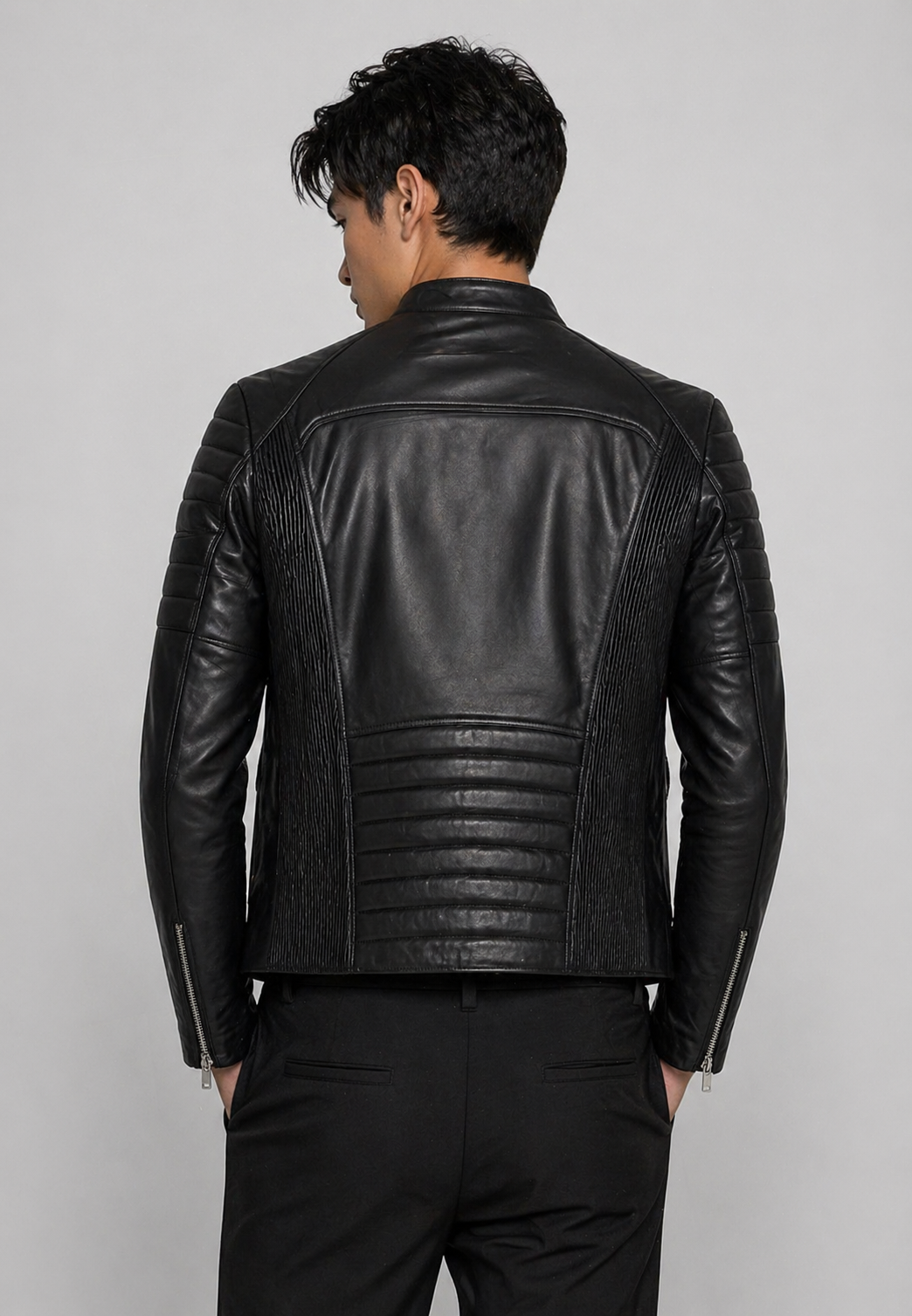 GLADIATOR BLACK porté homme blouson cuir noir — Serge Pariente Paris
