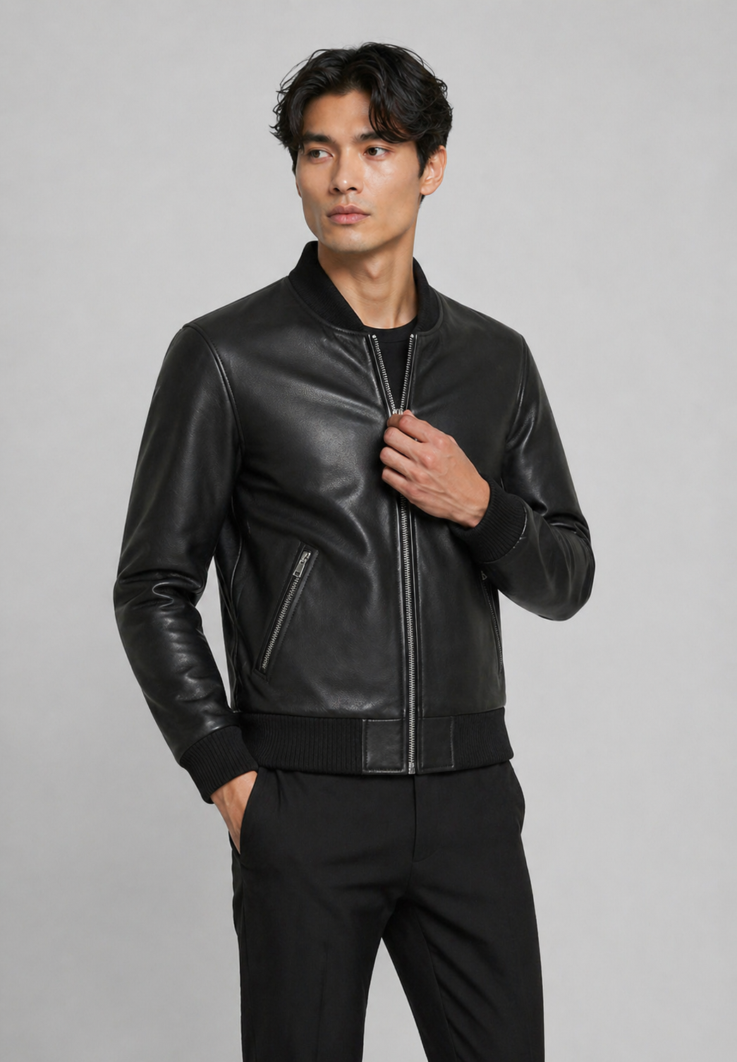 BONBON BLACK vue dos bomber cuir mouton — Serge Pariente Paris