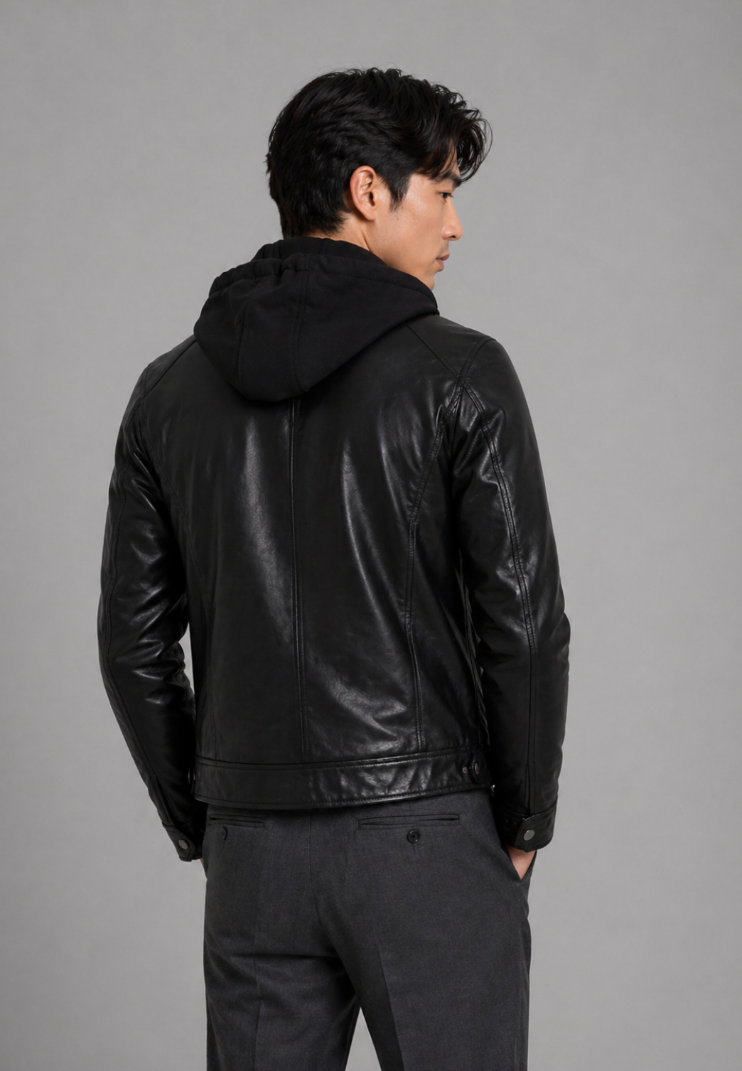 Détail capuche jersey amovible ERICO HOOD NF BLACK — Serge Pariente