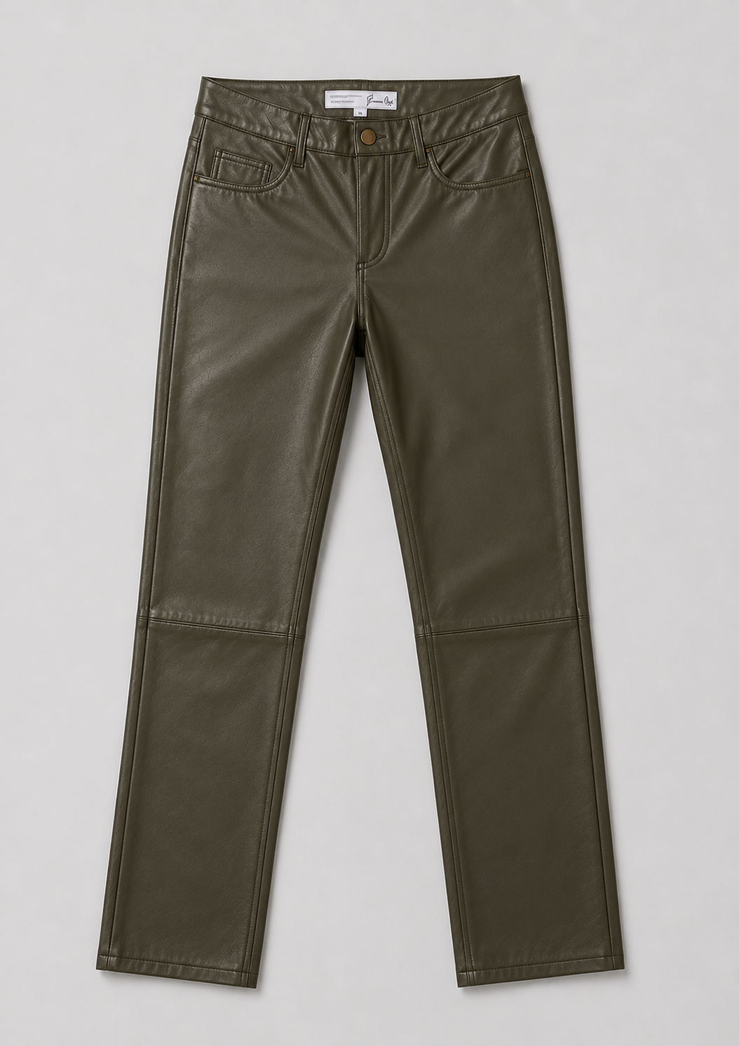 Pantalon cuir x Veronika Loubry VERONIKA PANT KHAKI - vue face - Serge Pariente Paris