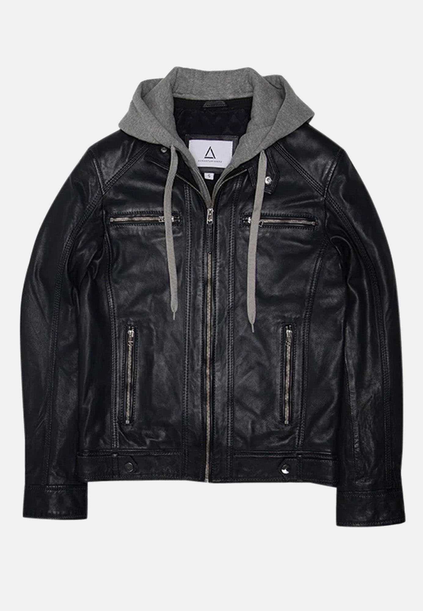 Blouson capuche cuir ERICO HOOD NF BLUE - vue dos - Serge Pariente Paris