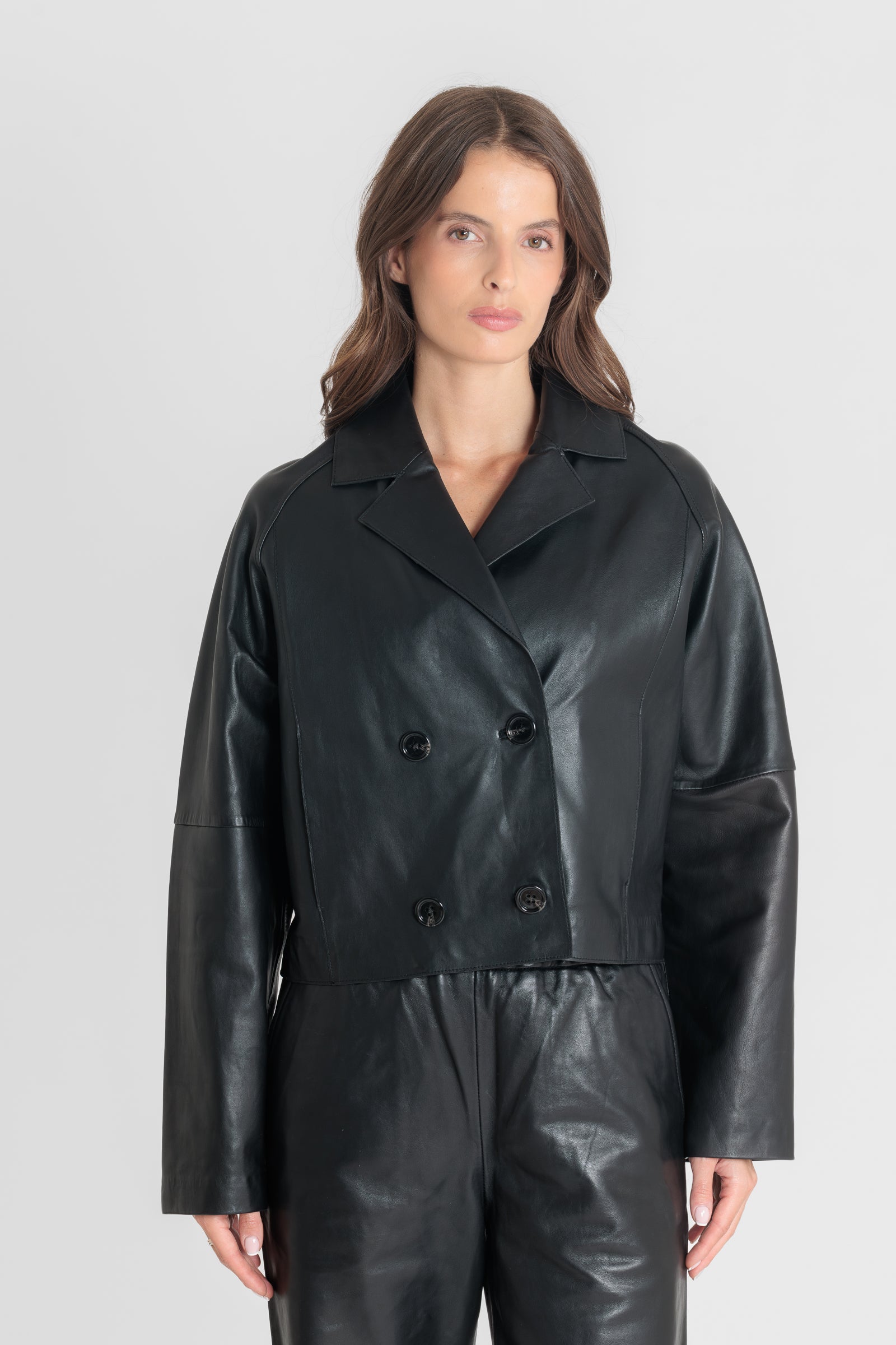 Blouson cuir ALEX NOIR - vue face - Serge Pariente Paris