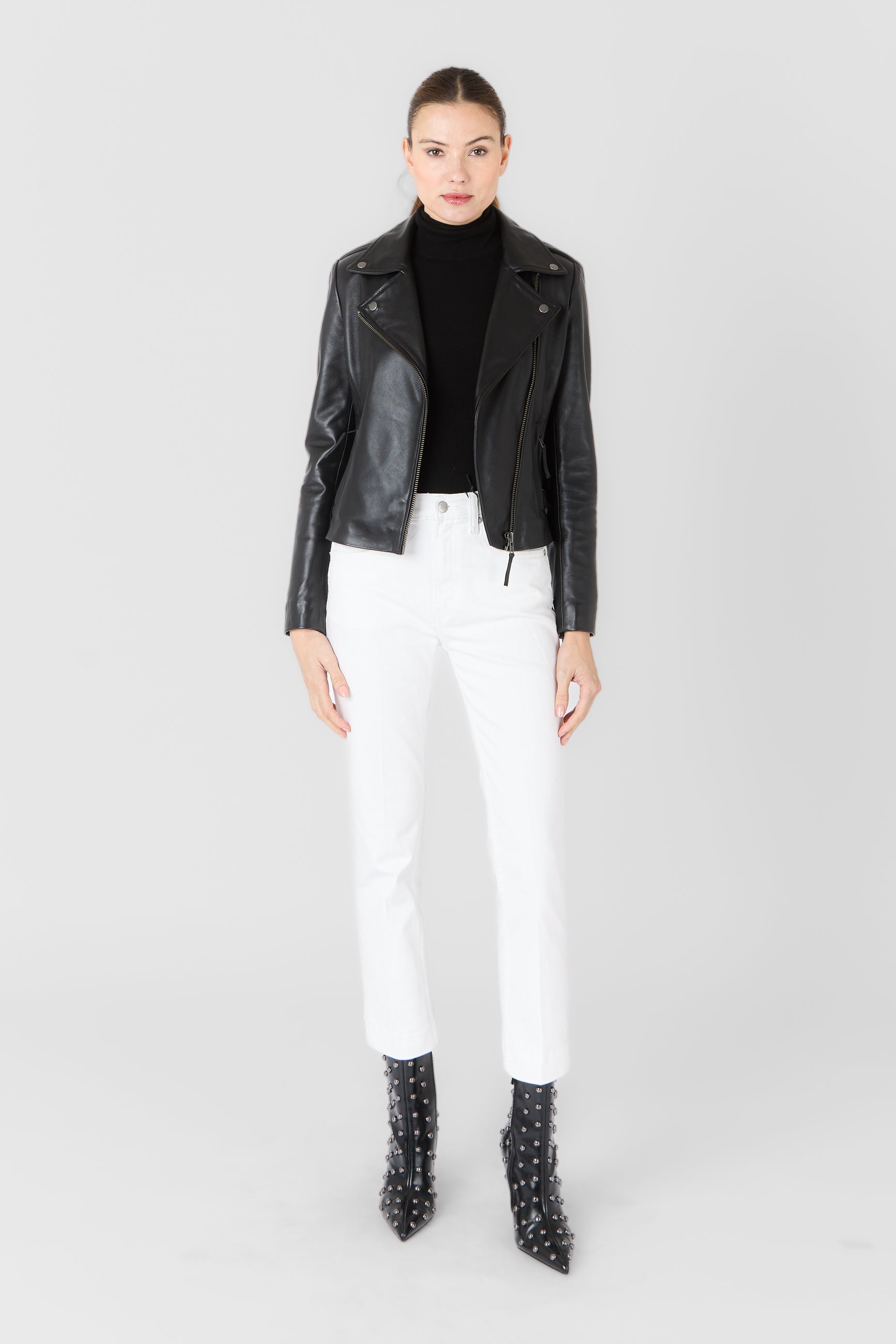 CITY GIRL NF BLACK vue dos veste cuir mouton — Serge Pariente Paris