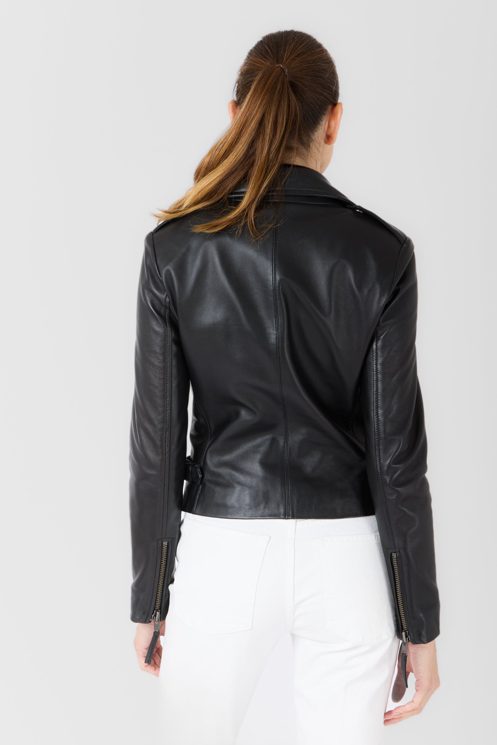 Veste cuir CITY GIRL NF BLACK vue côté — Serge Pariente Paris