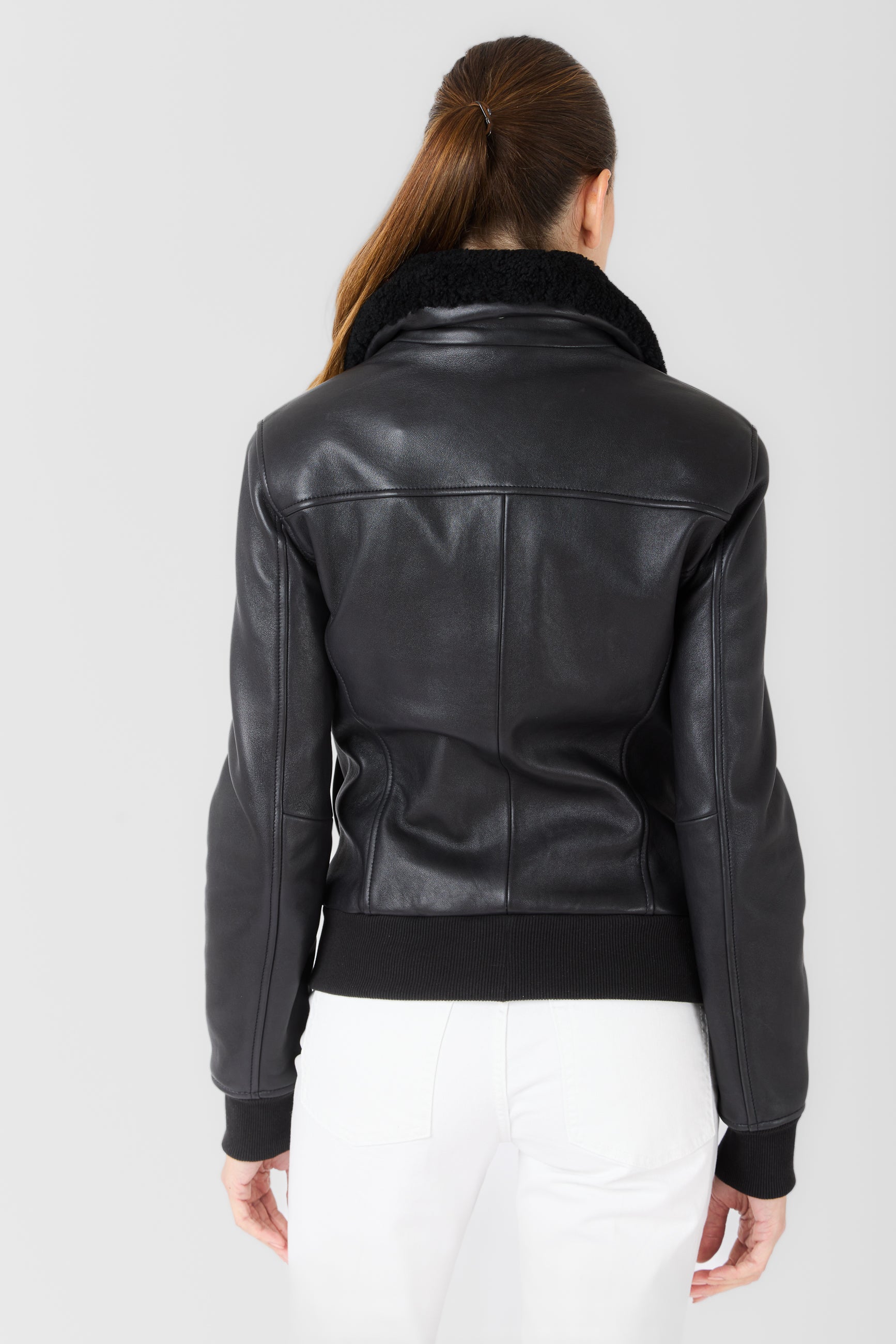 Blouson cuir ROMANE BLACK vue complémentaire — Serge Pariente Paris