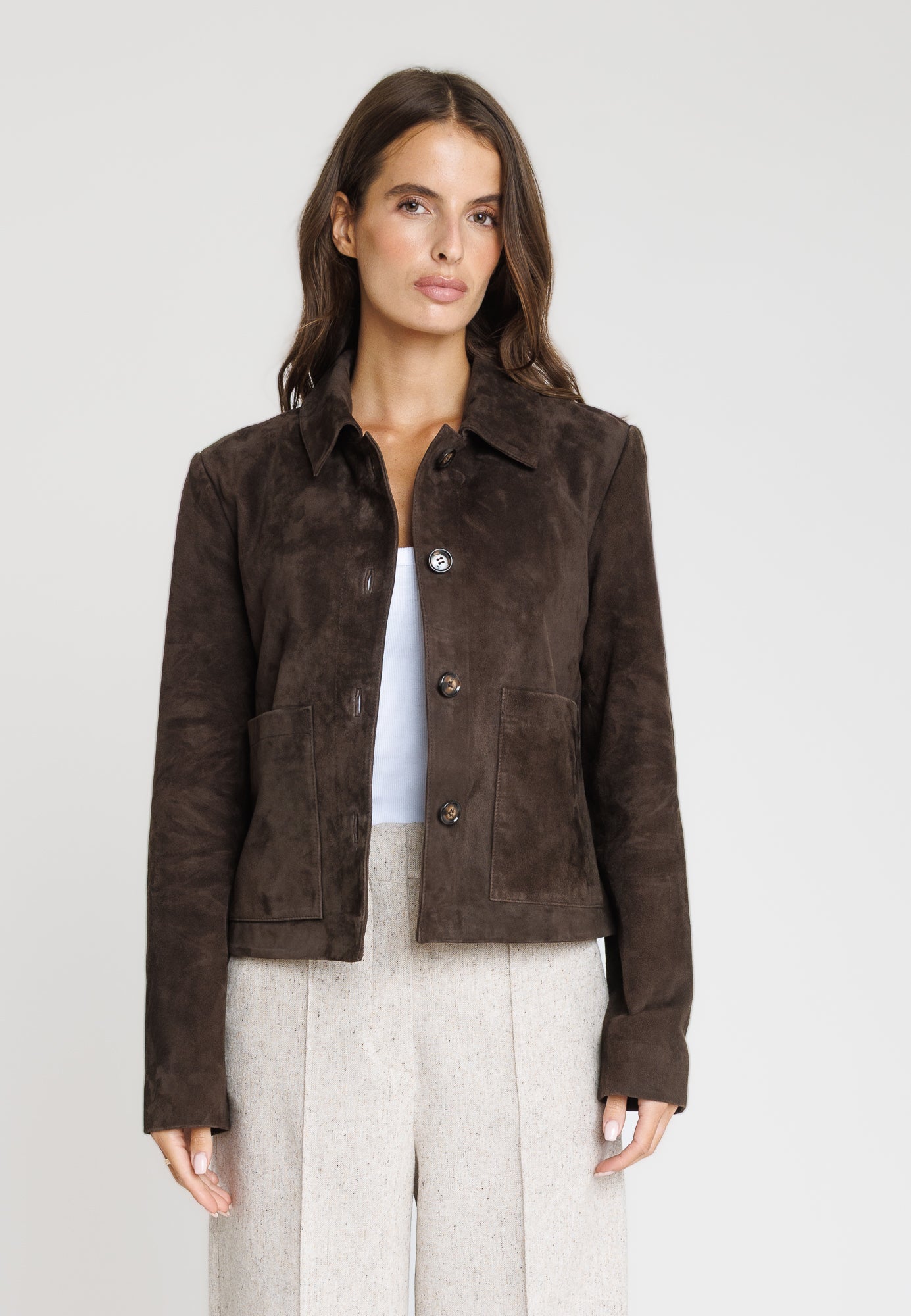 Blouson cuir ROMA BROWN - vue detail - Serge Pariente Paris