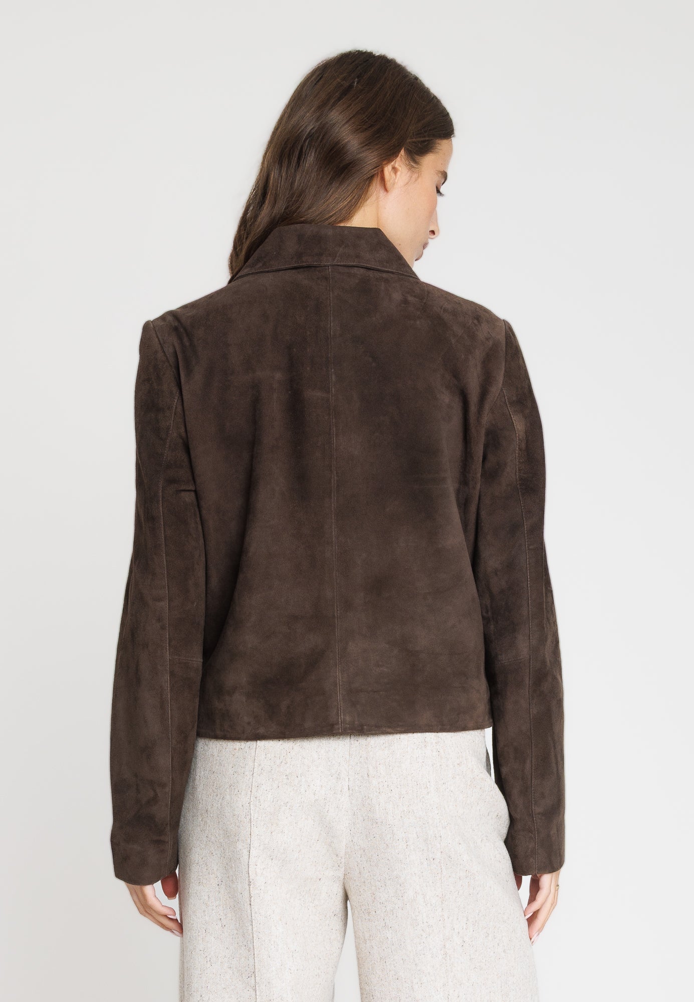 Blouson cuir ROMA BROWN - vue cote - Serge Pariente Paris
