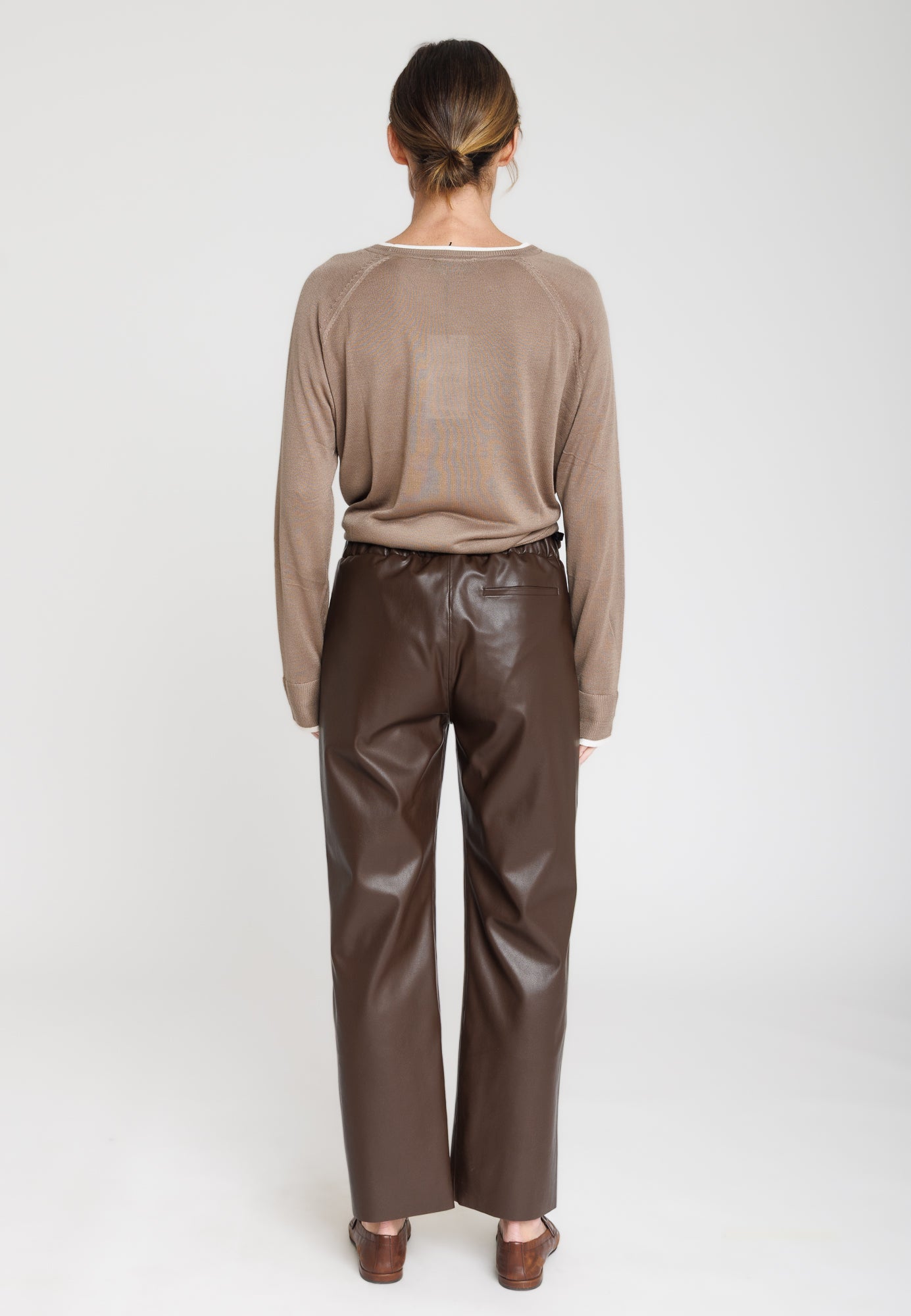 Pantalon cuir JENNY PANT BROWN - vue dos - Serge Pariente Paris