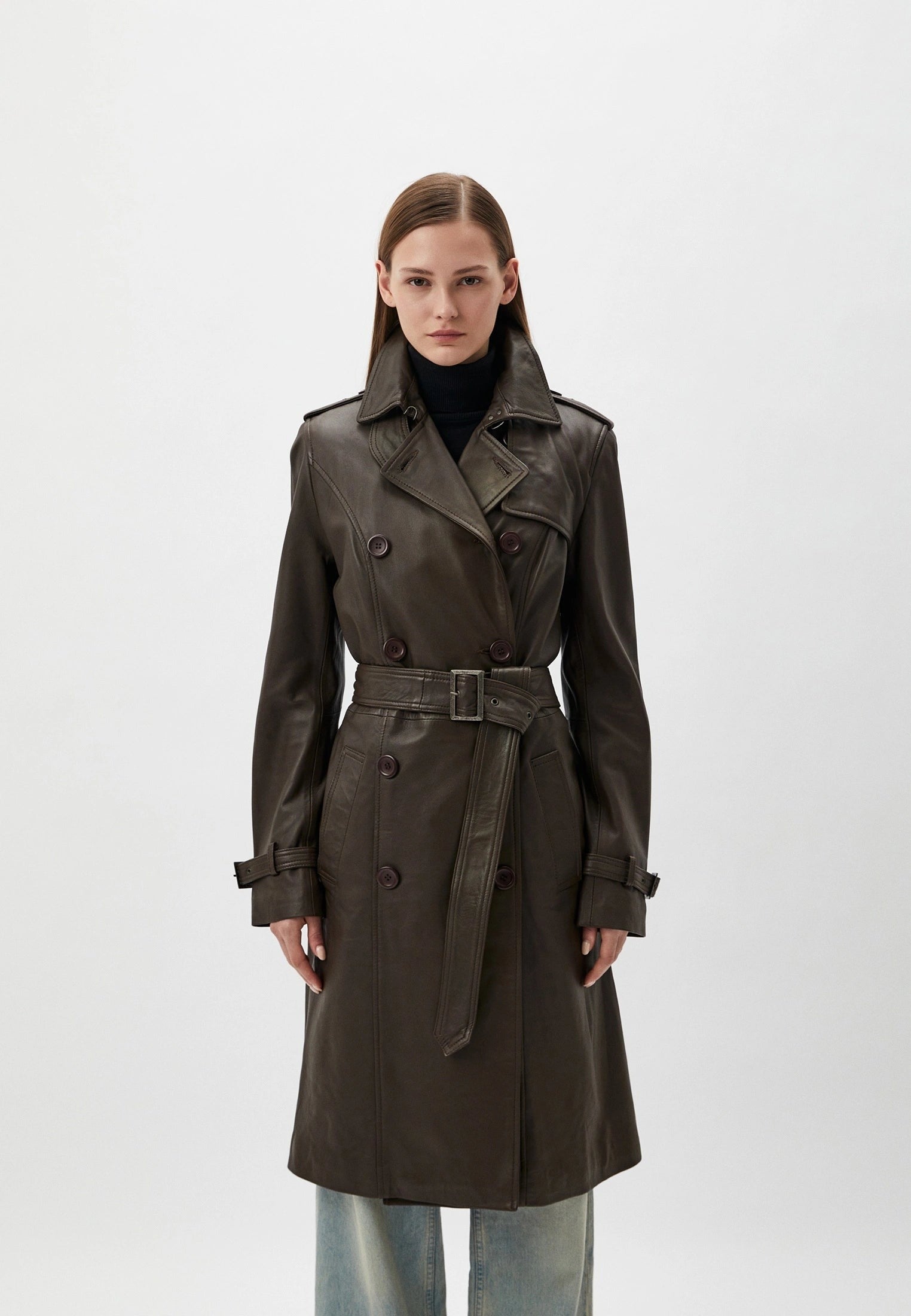 GLORIA TRENCH BROWN vue dos trench cuir mouton brun — Serge Pariente