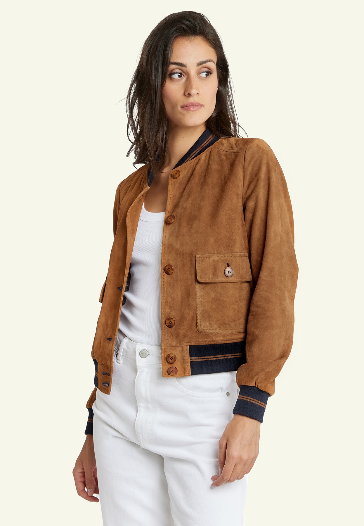Blouson daim STARTER WOMEN VS COGNAC - vue detail - Serge Pariente Paris