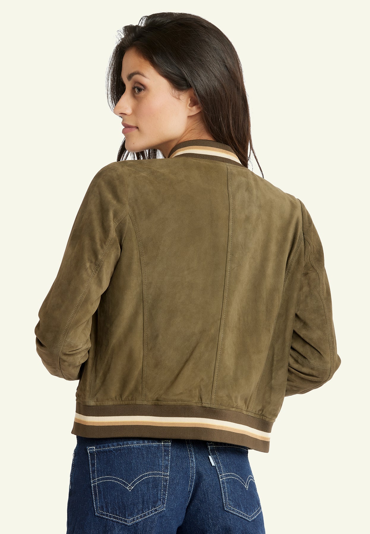 Blouson daim STARTER WOMEN VS KHAKI - vue portee - Serge Pariente Paris