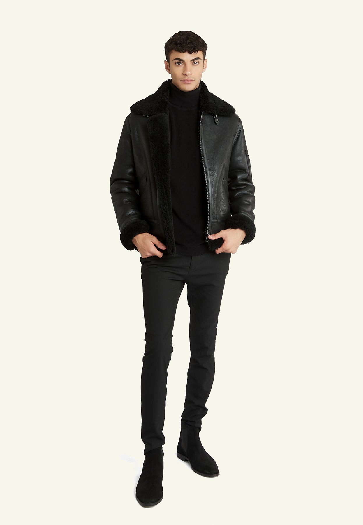Bombardier cuir NEW KENNEDY BLACK - vue dos - Serge Pariente Paris