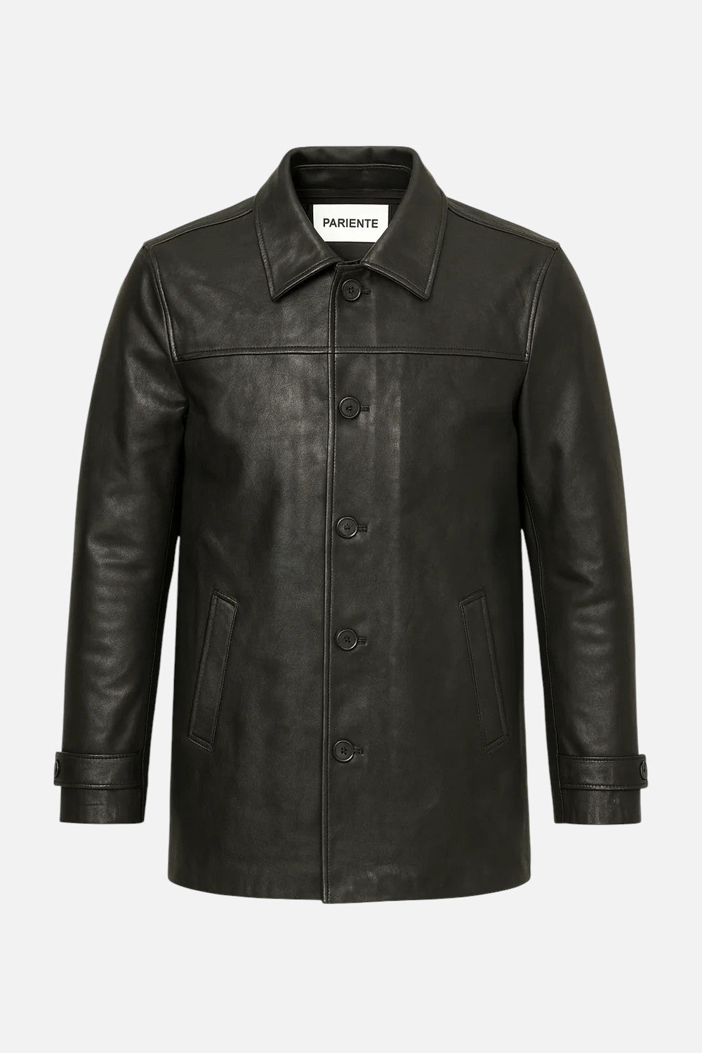 Blouson cuir long homme noir HARRY BLACK face — Serge Pariente Paris