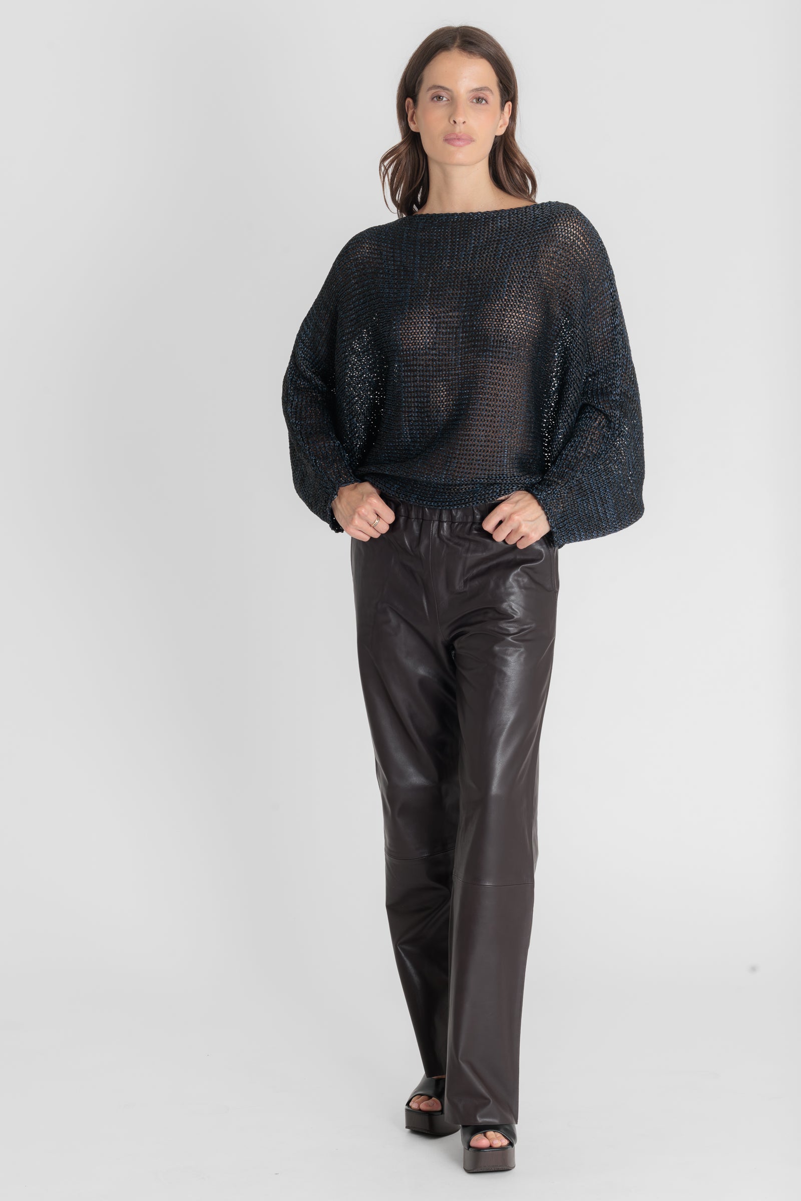 Pantalon cuir ELEONORE PANTALON BROWN - vue dos - Serge Pariente Paris