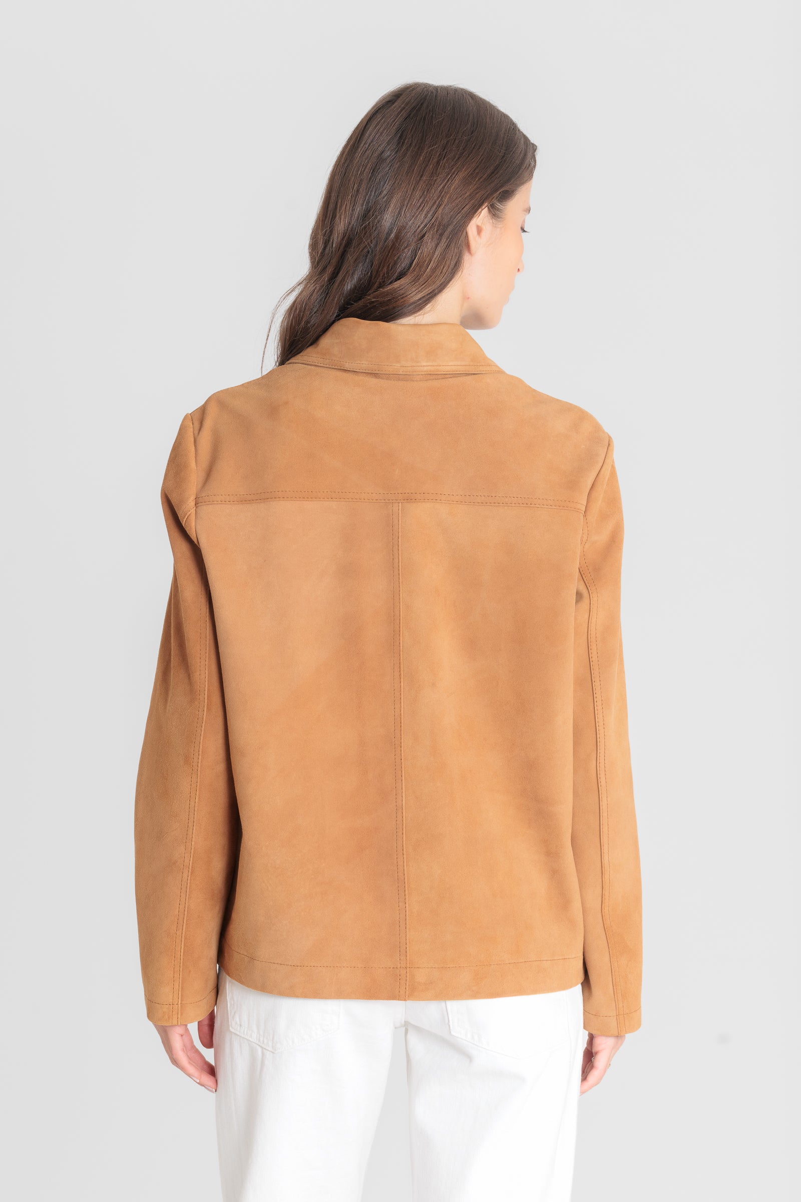 Blouson daim ALEXANDRA VS COGNAC - vue cote - Serge Pariente Paris