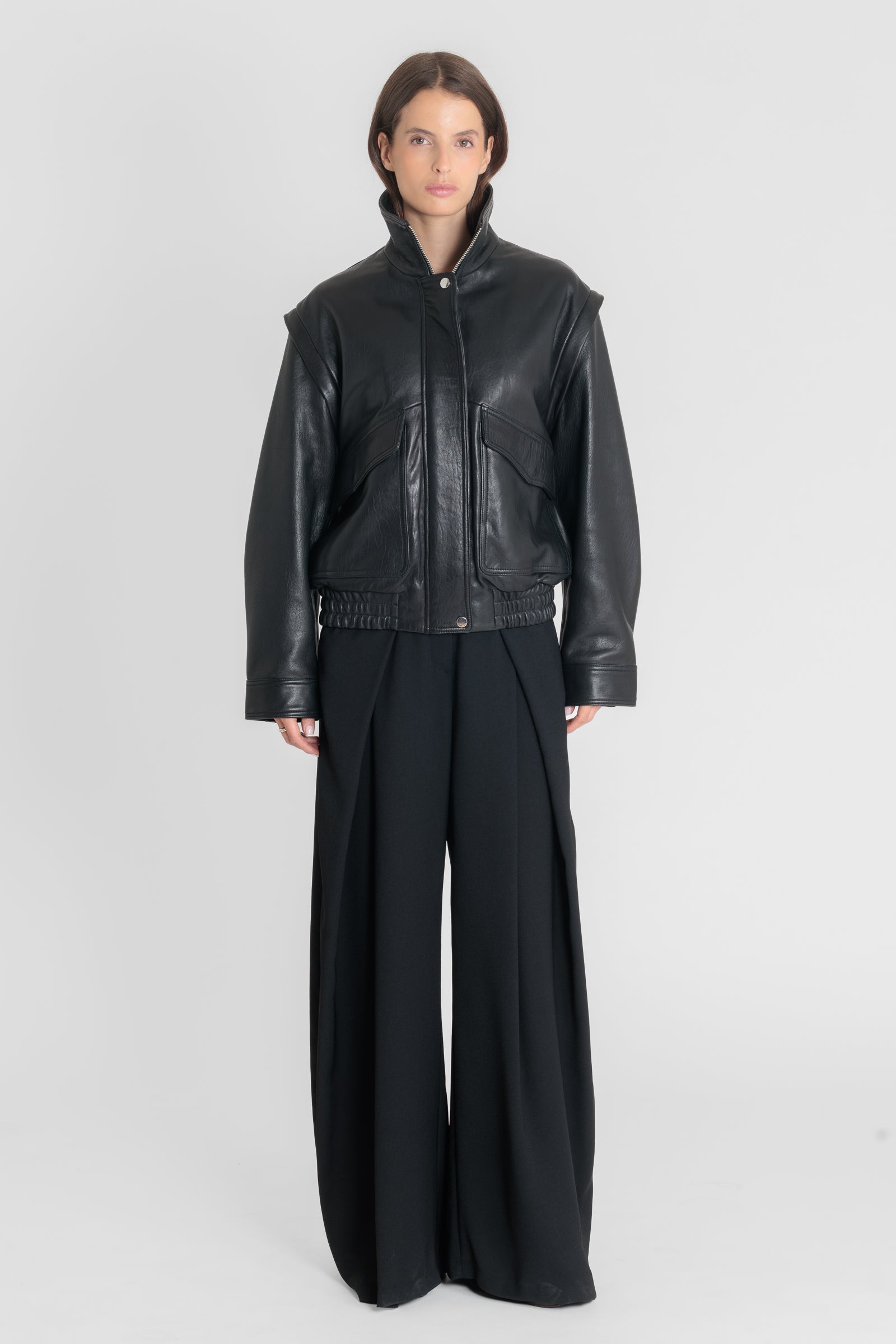 Blouson cuir FLOW BLACK - vue detail - Serge Pariente Paris