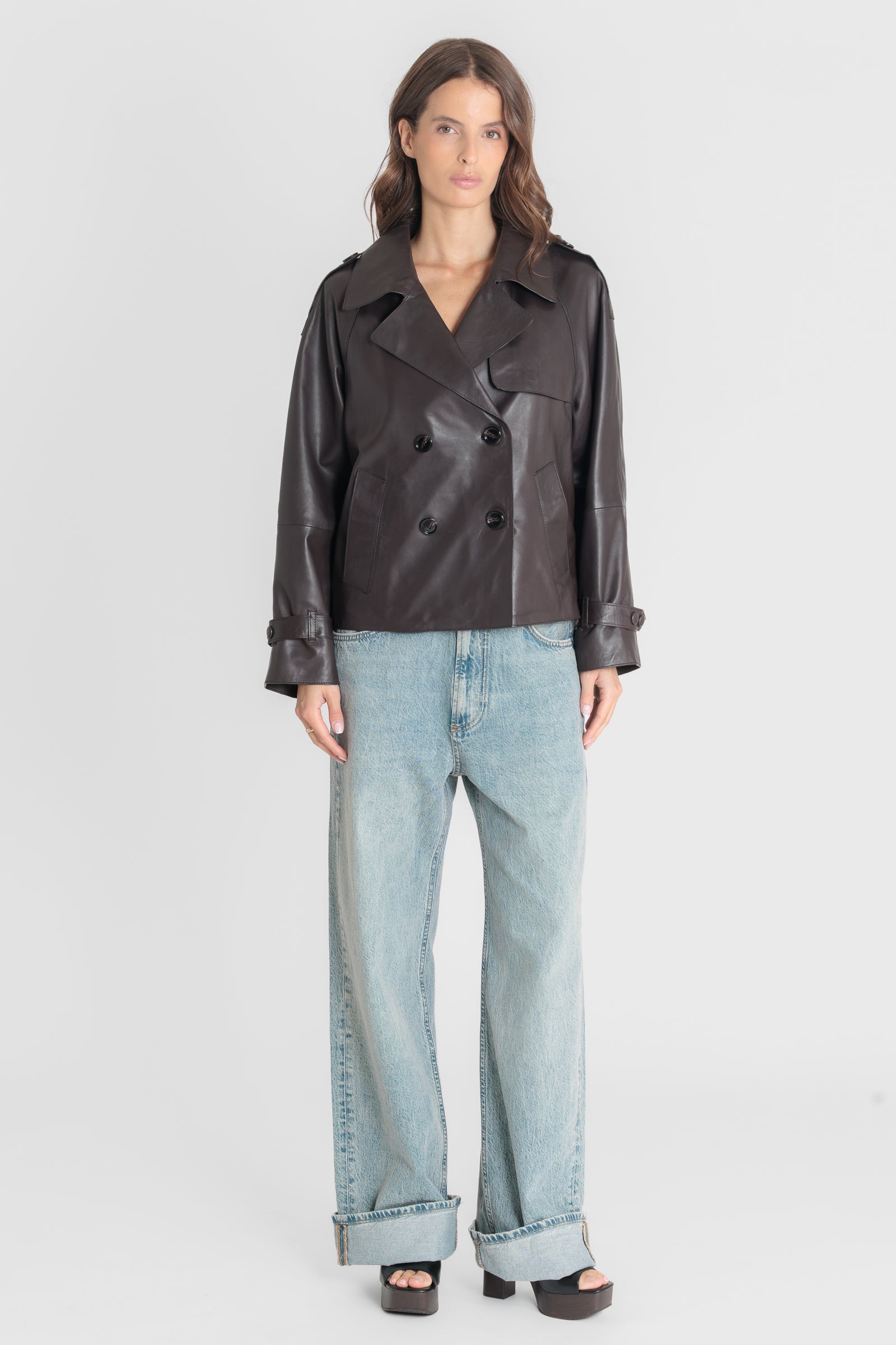 Blouson cuir PAULETTE AG BROWN - vue complementaire 1 - Serge Pariente Paris