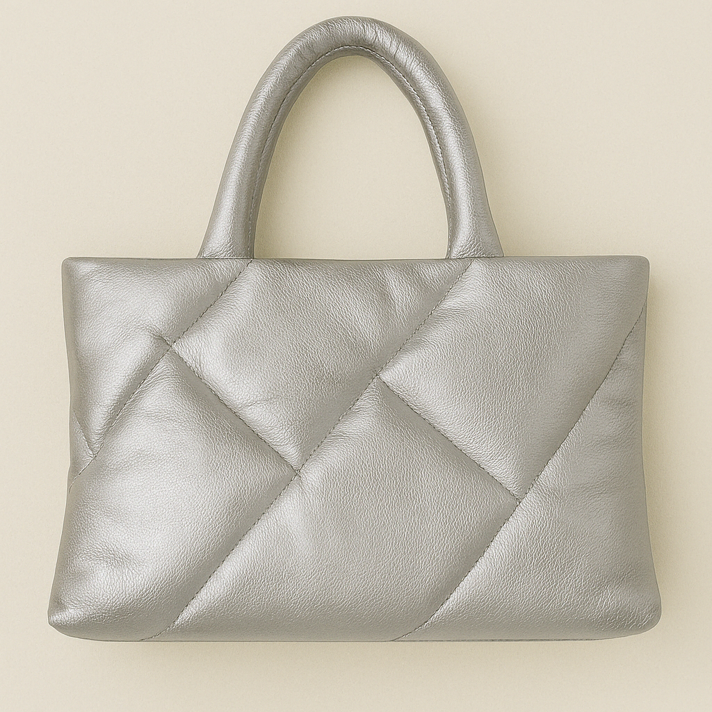 Sac cuir PILLOW BAG SILVER - vue face - Serge Pariente Paris