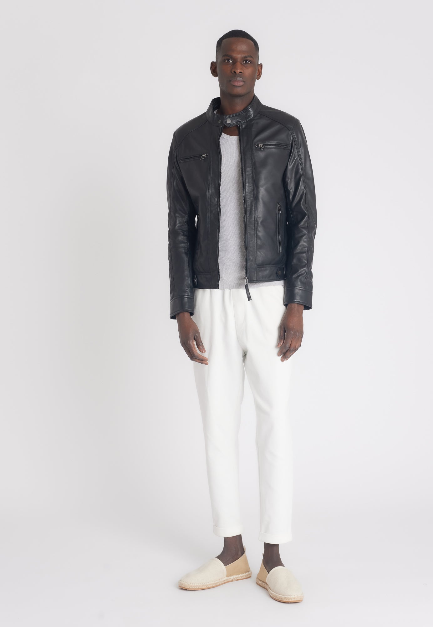 Détail zip et poche ERICO BLACK cuir mouton — Serge Pariente