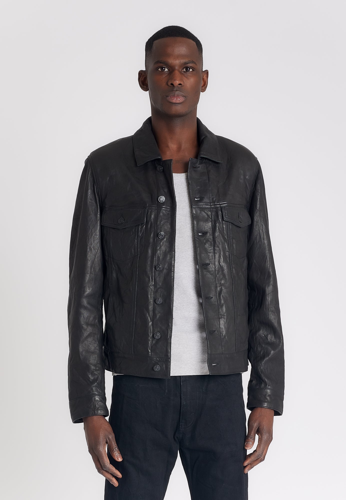 Blouson cuir ALESSIO BLACK - vue detail - Serge Pariente Paris