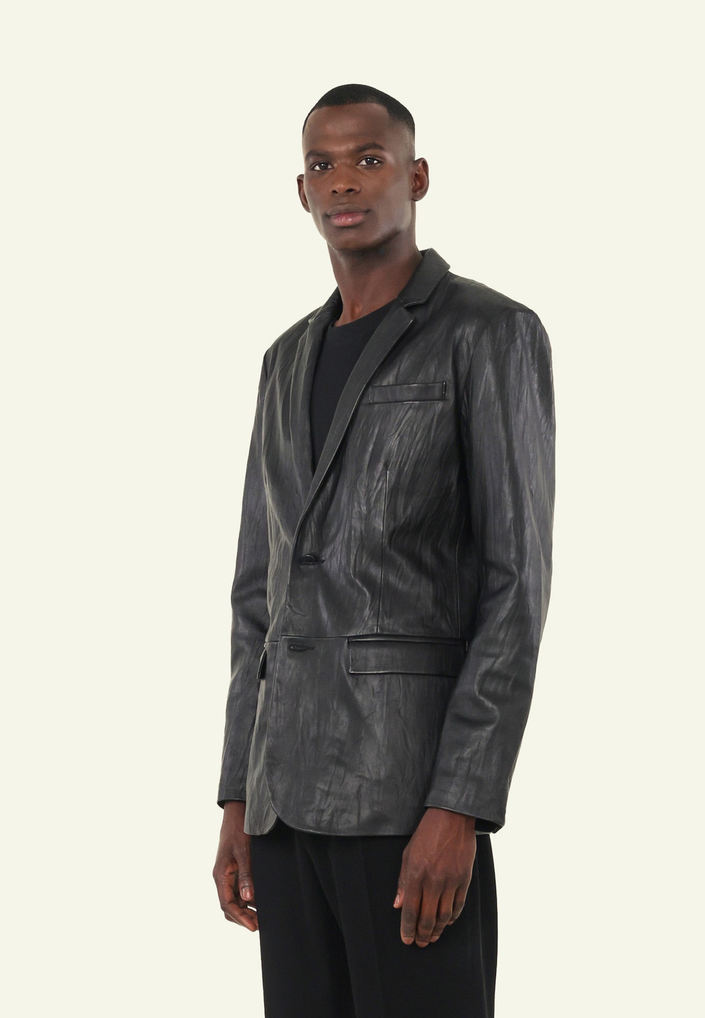 BLAZER TWISTED BLACK vue dos blazer cuir torsadé — Serge Pariente