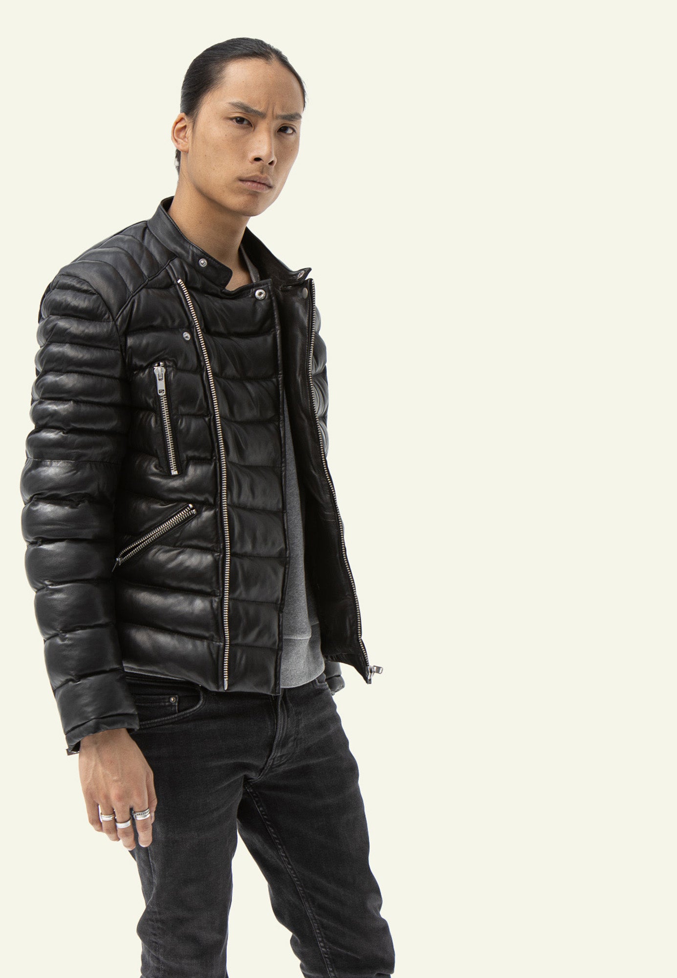 Détail matelassé cuir mouton GLADIATOR DOUDOUNE — Serge Pariente