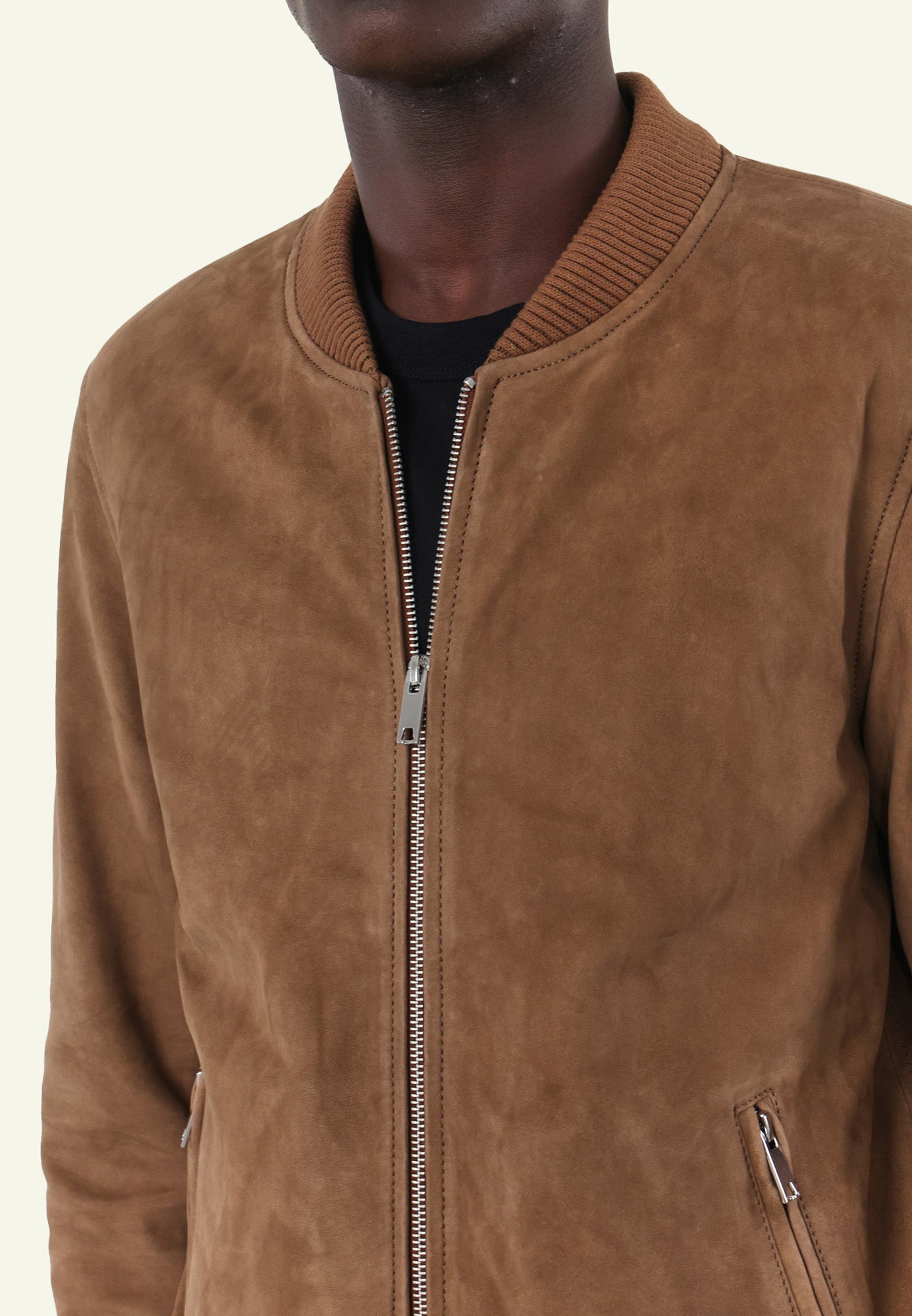 Bomber daim NEW BONBON SUEDE CAMEL - vue complementaire 1 - Serge Pariente Paris
