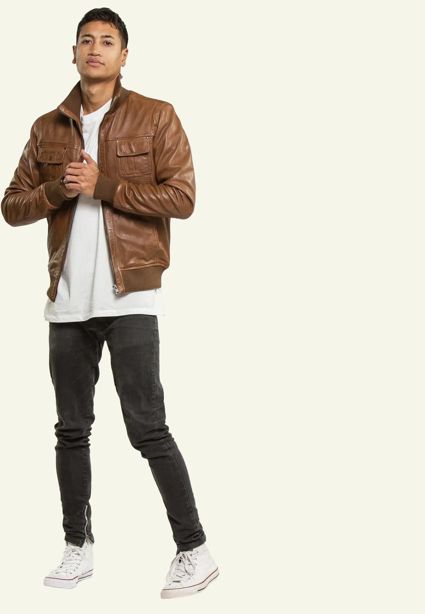 Bomber cuir mouton oxblood DANY BOMBER NF face — Serge Pariente Paris