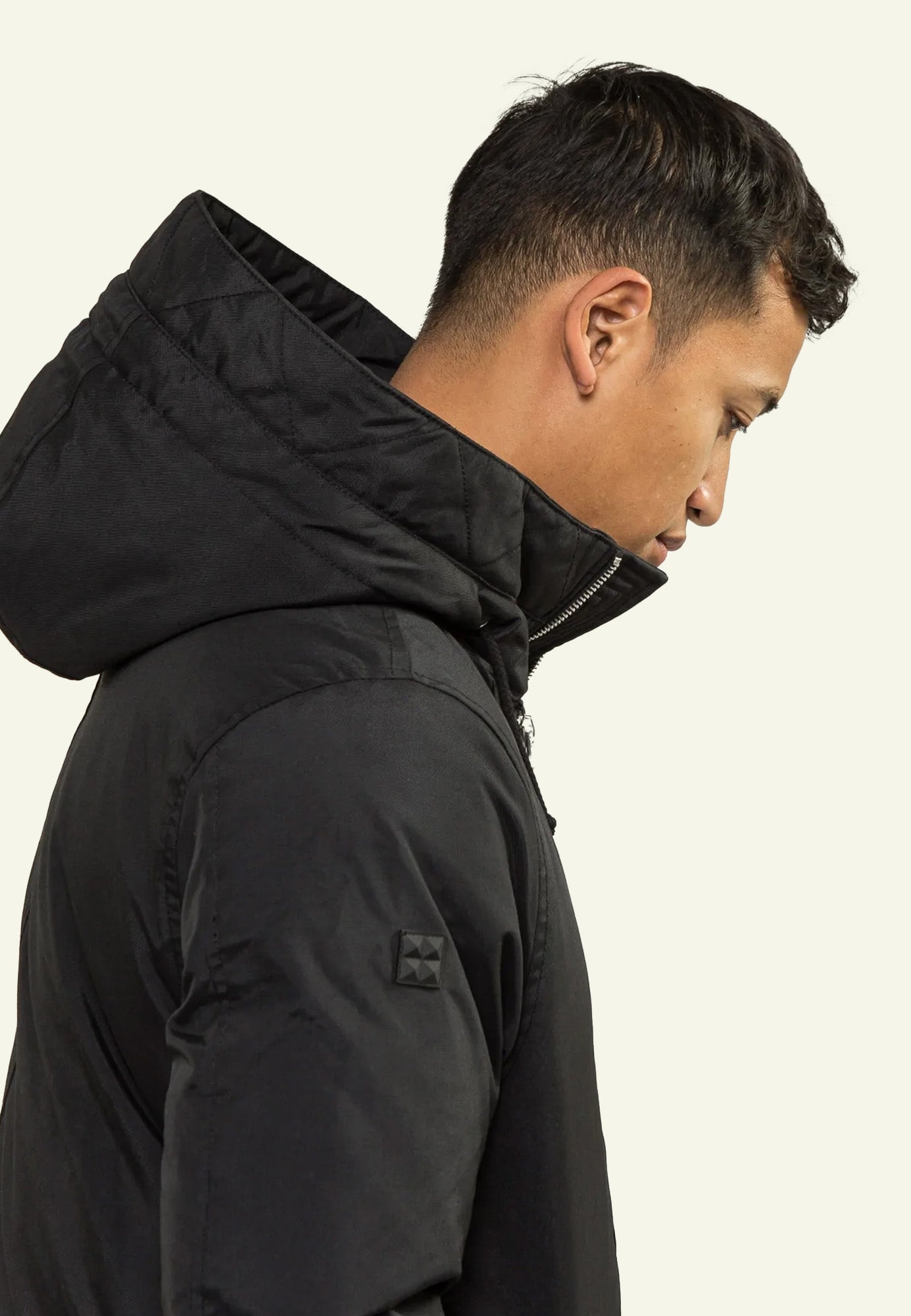 Détail fermeture parka cuir GROUND BLACK — Serge Pariente Paris