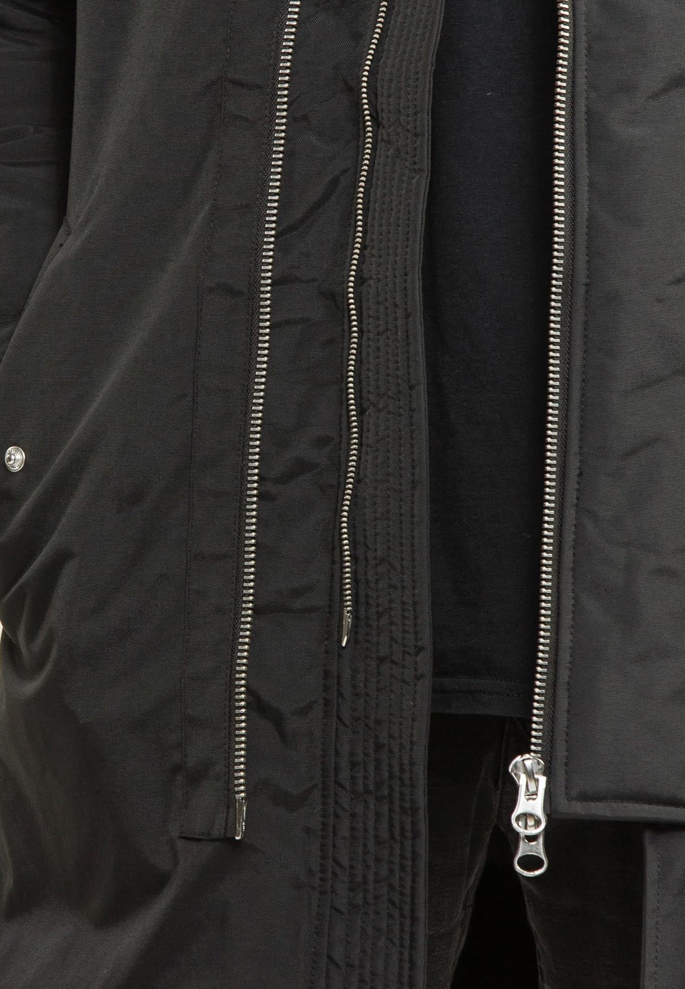 Parka cuir GROUND BLACK vue côté — Serge Pariente Paris