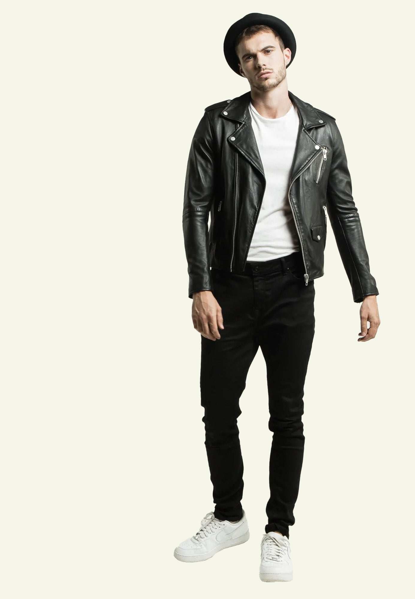 Perfecto cuir ROCKY BLACK vue côté — Serge Pariente Paris