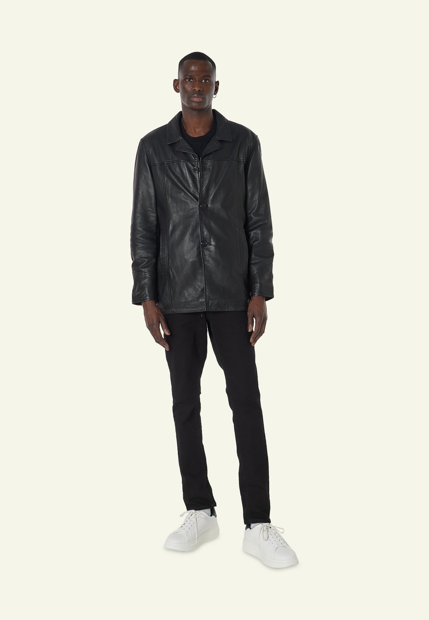 Blouson cuir NATHAN BLACK - vue detail - Serge Pariente Paris