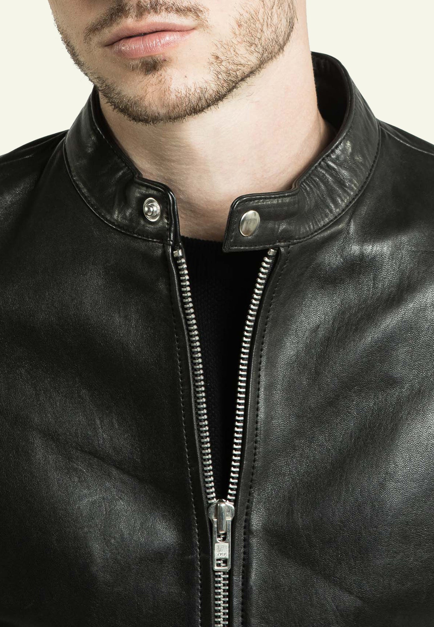 Veste cuir STYLE 20 vue côté — Serge Pariente Paris