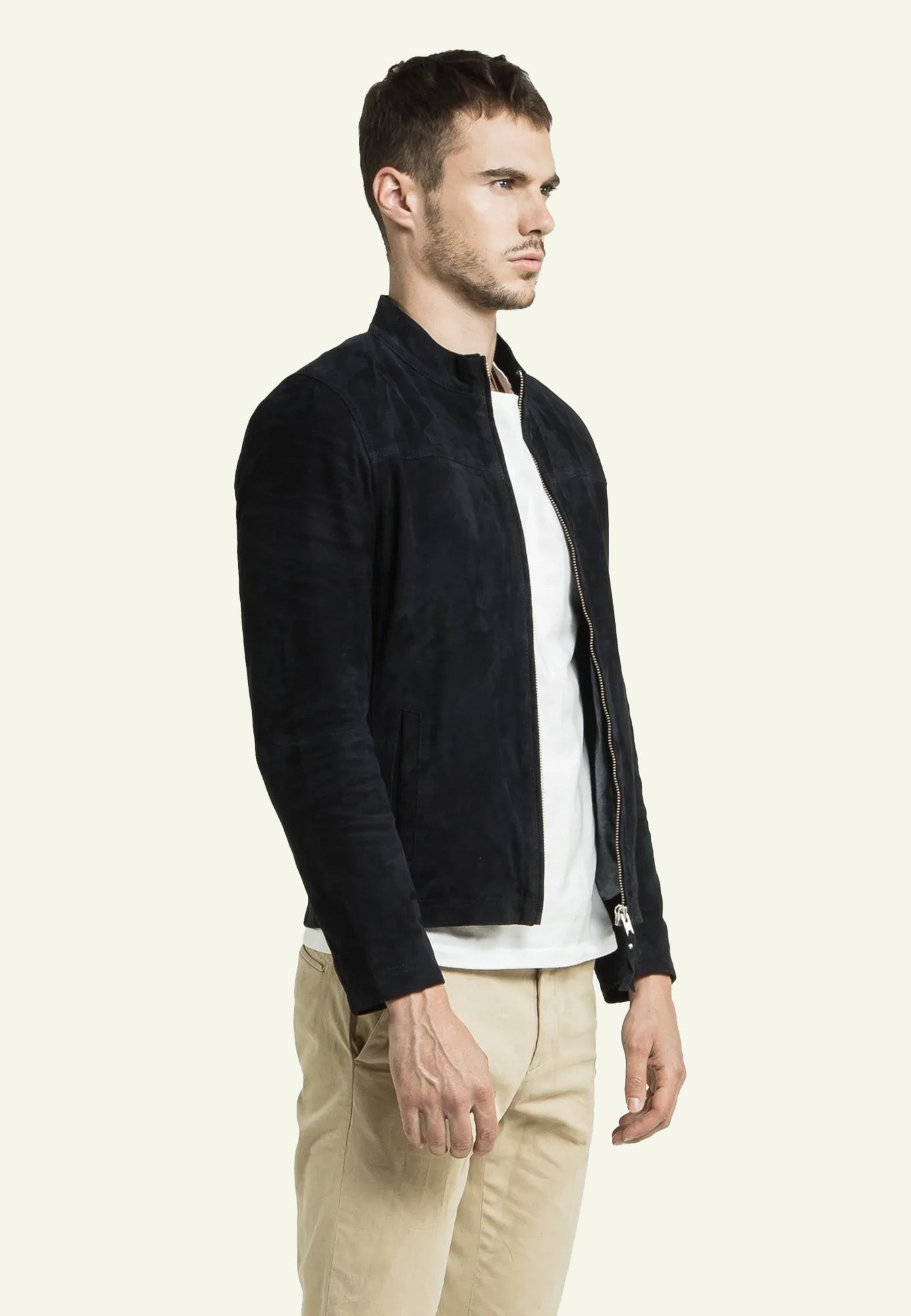 SYLVINO VS BLUE vue dos blouson chèvre velours bleu — Serge Pariente