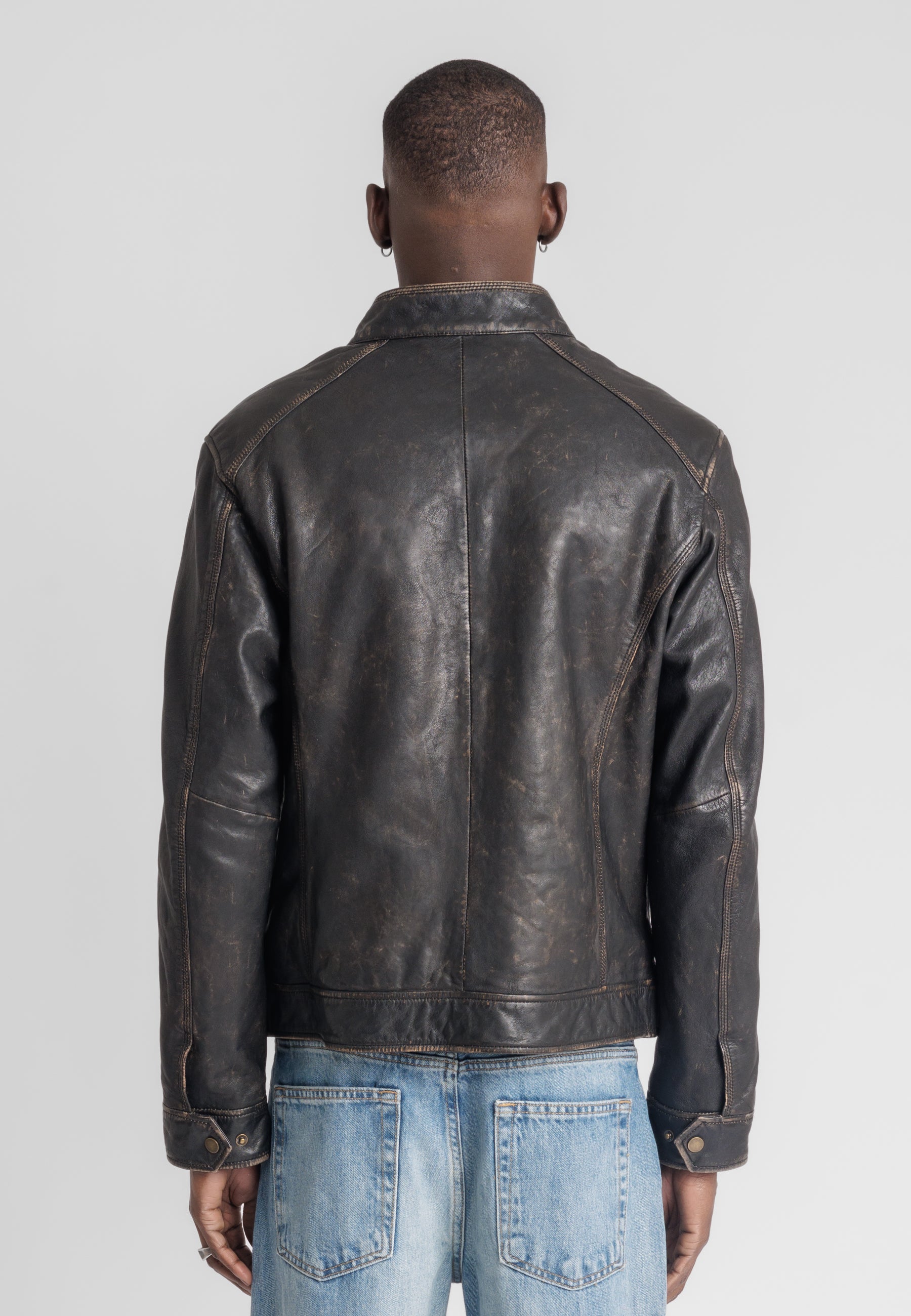Blouson cuir vintage ERICO VINTAGE - vue detail - Serge Pariente Paris