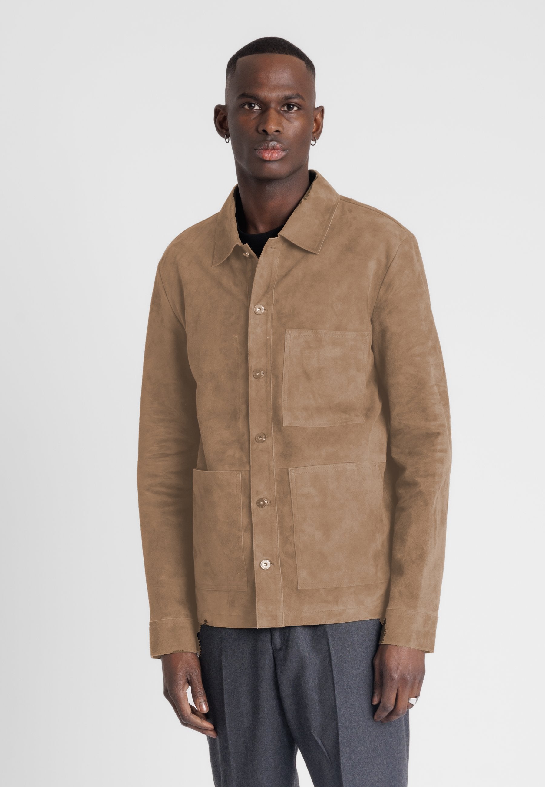 Blouson daim BRICE VS TAUPE - vue face - Serge Pariente Paris