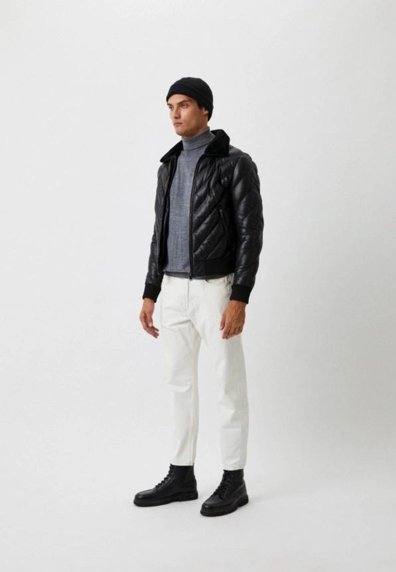 FLASH BLACK vue dos doudoune cuir mouton — Serge Pariente Paris