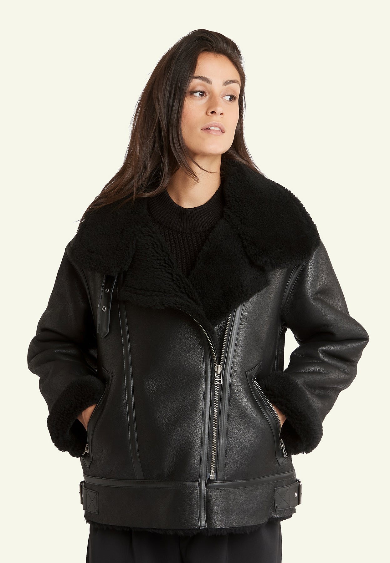 Veste cuir CHRISTELLE BLACK - vue complementaire 1 - Serge Pariente Paris