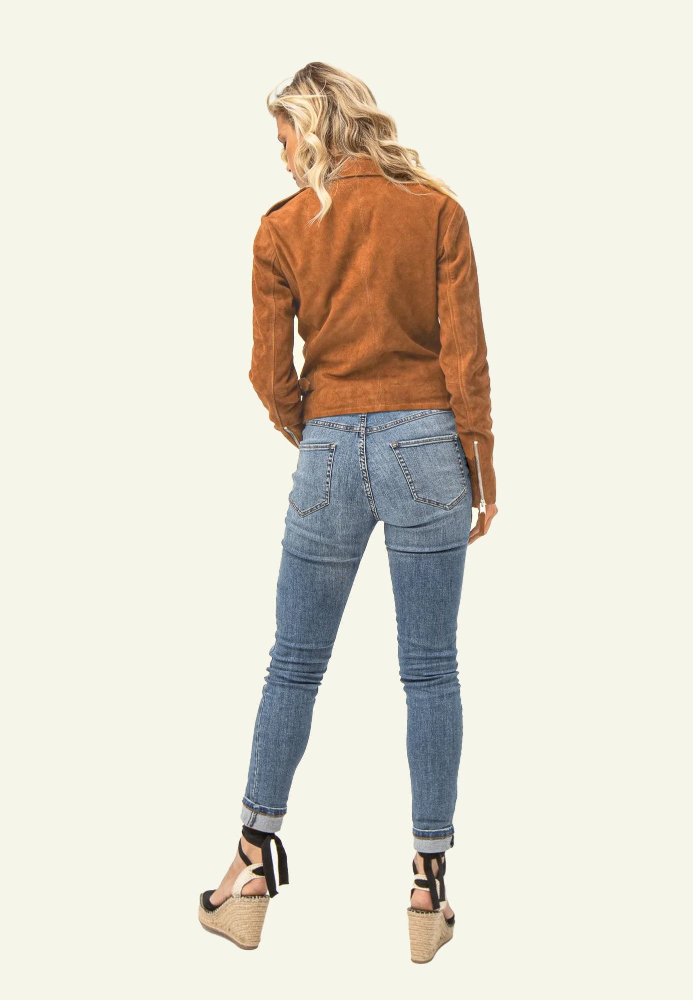 CITY GIRL VS COGNAC vue dos veste chèvre velours — Serge Pariente