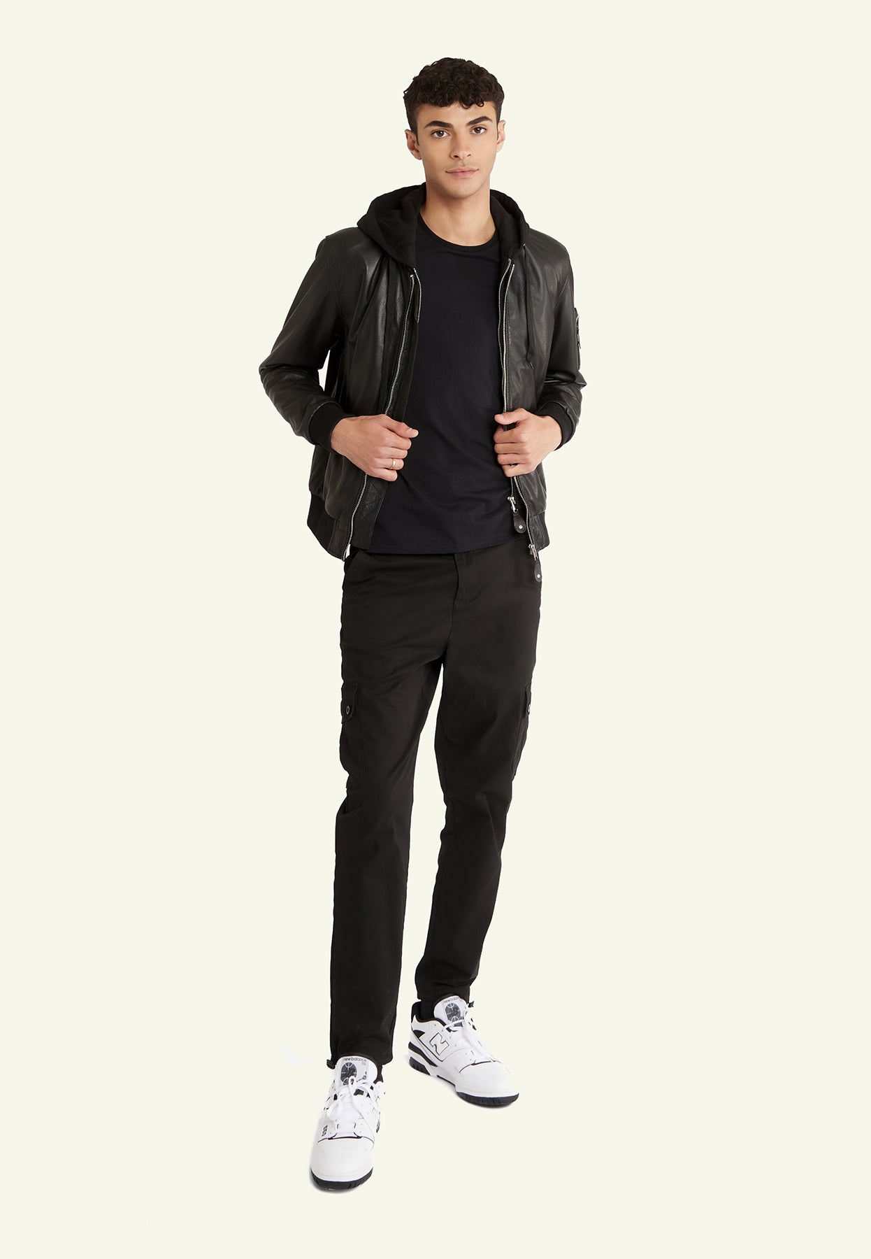Blouson capuche cuir BALLE HOOD BLACK - vue dos - Serge Pariente Paris