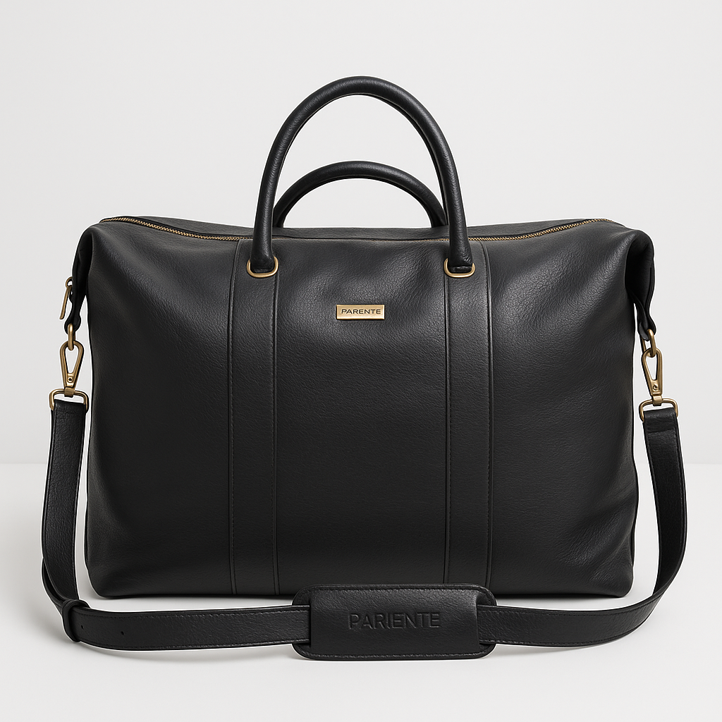 Sac de voyage cuir SAC 48H MONACO BLACK - vue face - Serge Pariente Paris
