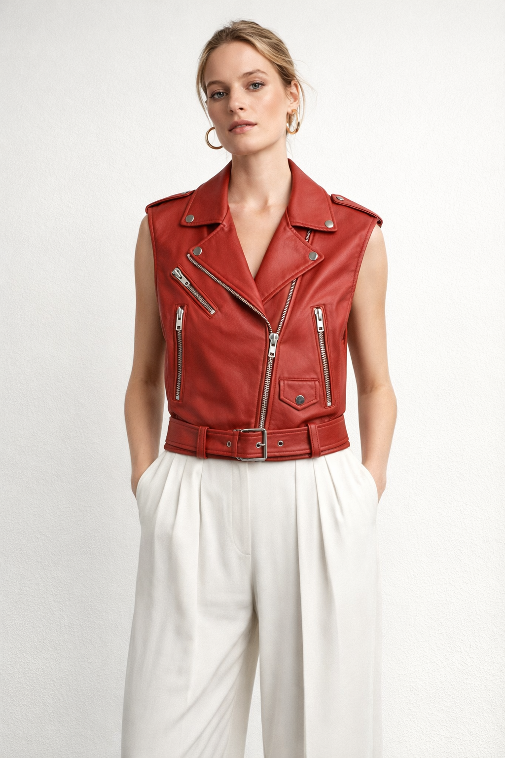 Gilet cuir STEF GILET RED - vue dos - Serge Pariente Paris