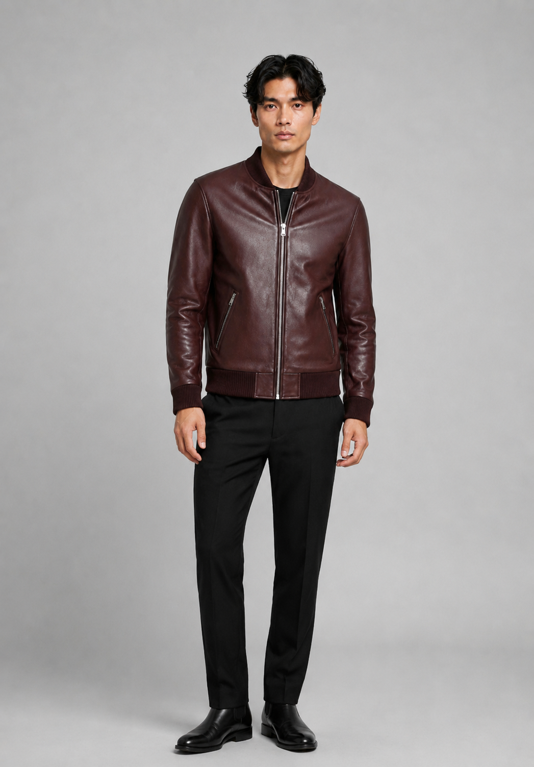 Bomber cuir BONBON BORDEAUX - vue dos - Serge Pariente Paris