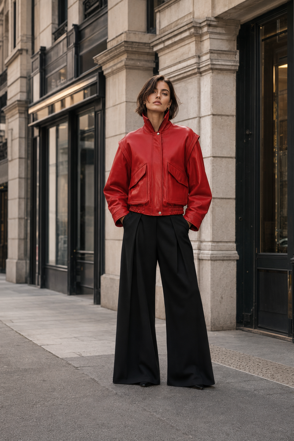 Blouson cuir FLOW RED - vue face - Serge Pariente Paris