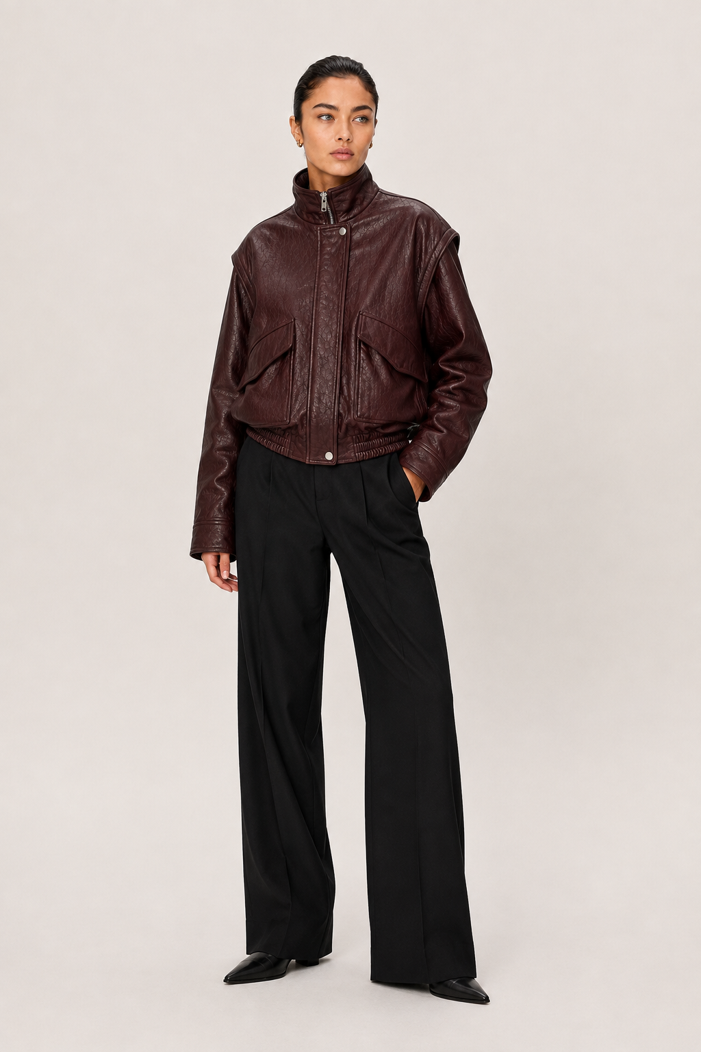 Blouson cuir FLOW DARK WINE - vue dos - Serge Pariente Paris